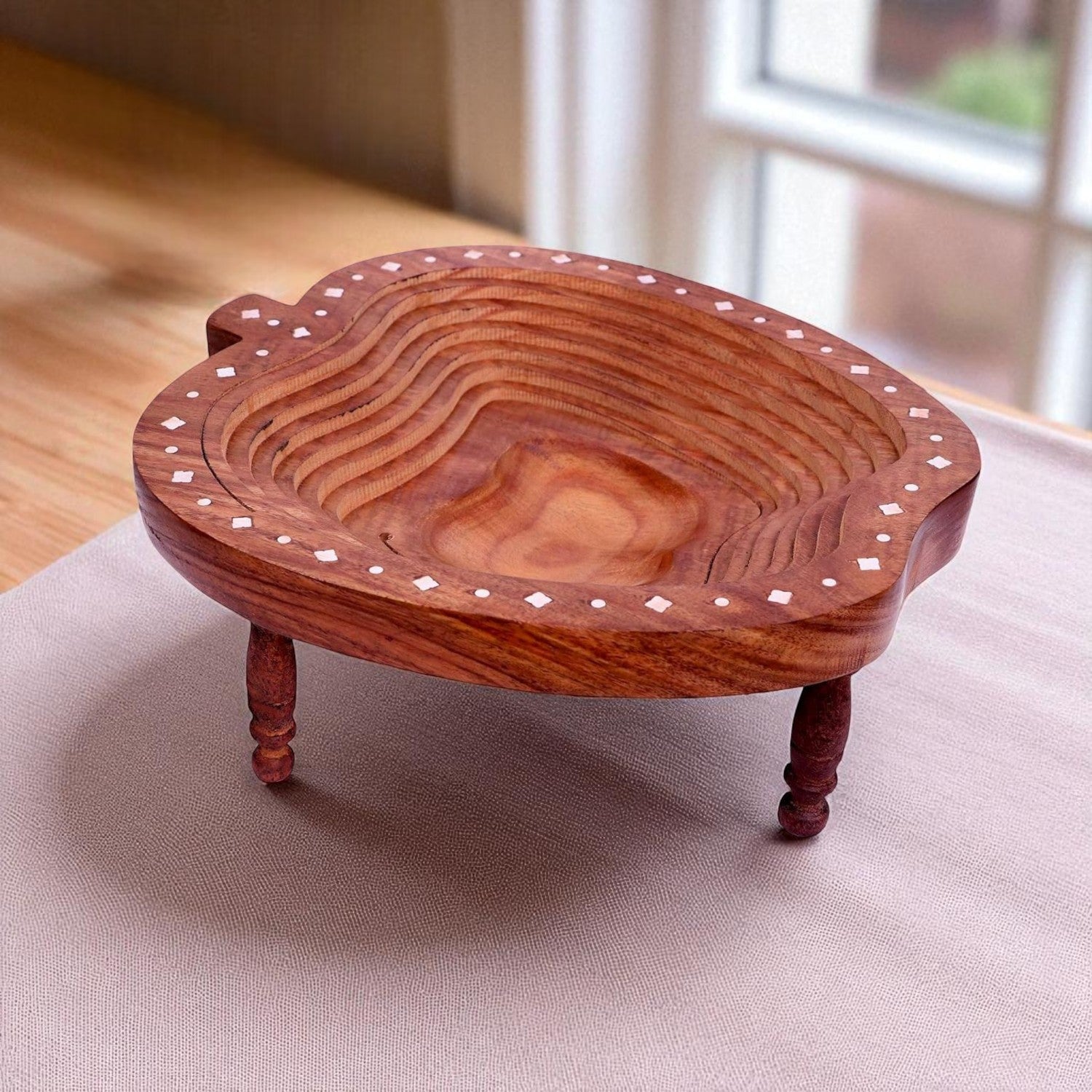Wooden Fruit Basket - Kitchen Counter & Dining Table Organizer - 11 Inch - Apkamart