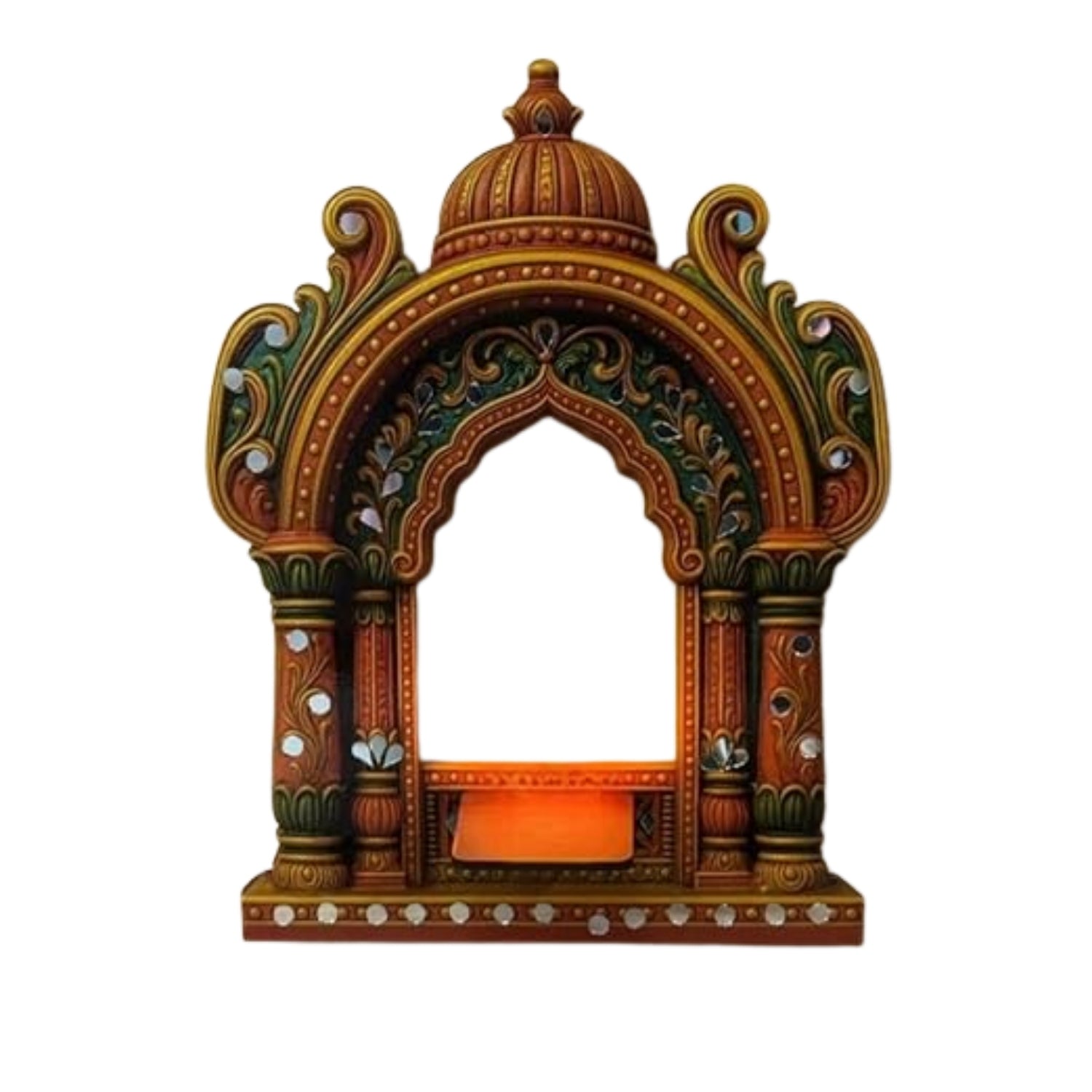 Jharokha Wall Hanging Tea Light Holder | Showpiece & Photo Frame Stand | Decorative Wall Mounted Jharokha for Home Décor, Mandir & Living Room Decoration - 15 Inch - Apkamart