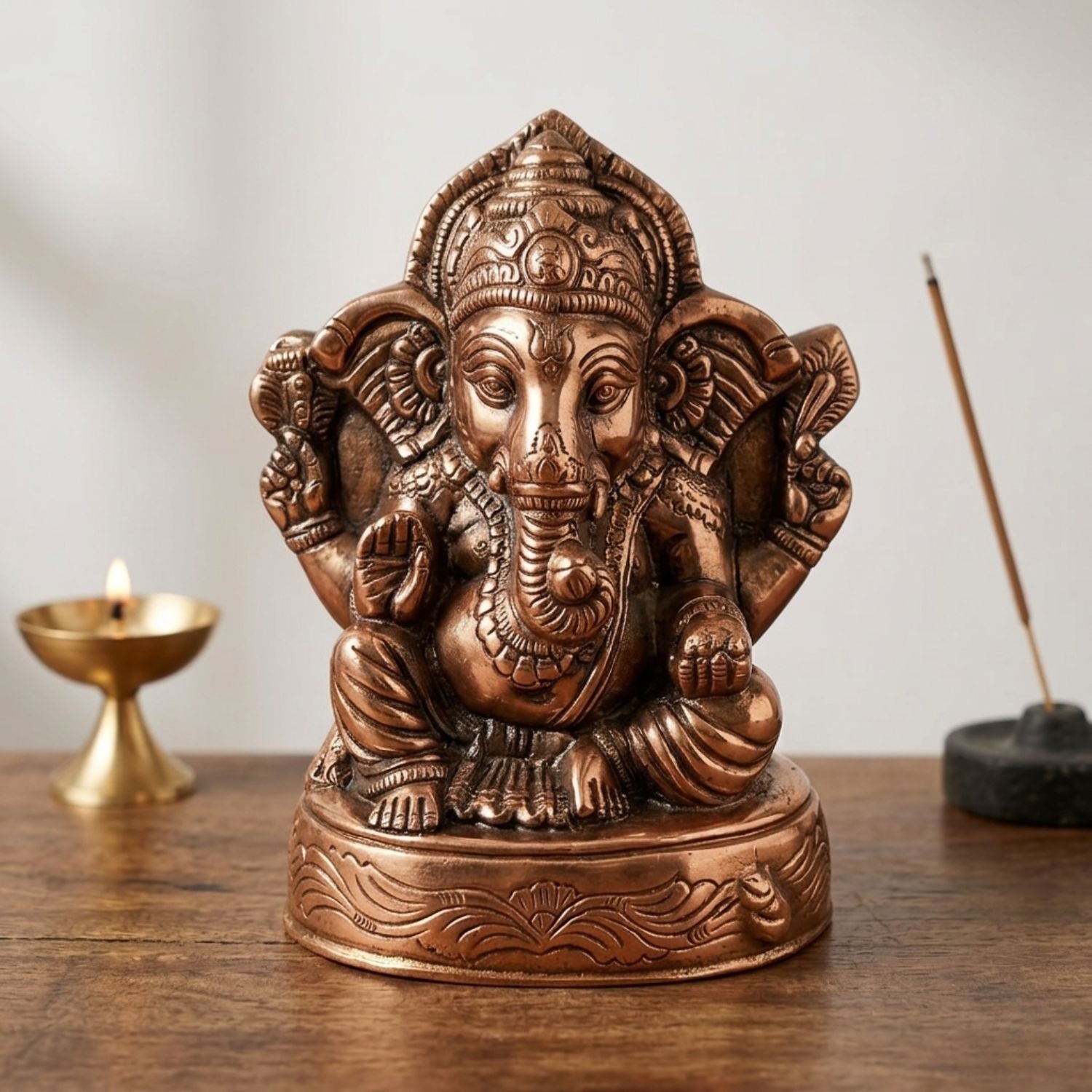 Ganesh Statue for Home Decor & Pooja | Lord Ganesha Idol for Mandir, Living Room & Office | Spiritual Decorative Showpiece for Gifting - 11 Inch - Apkamart 