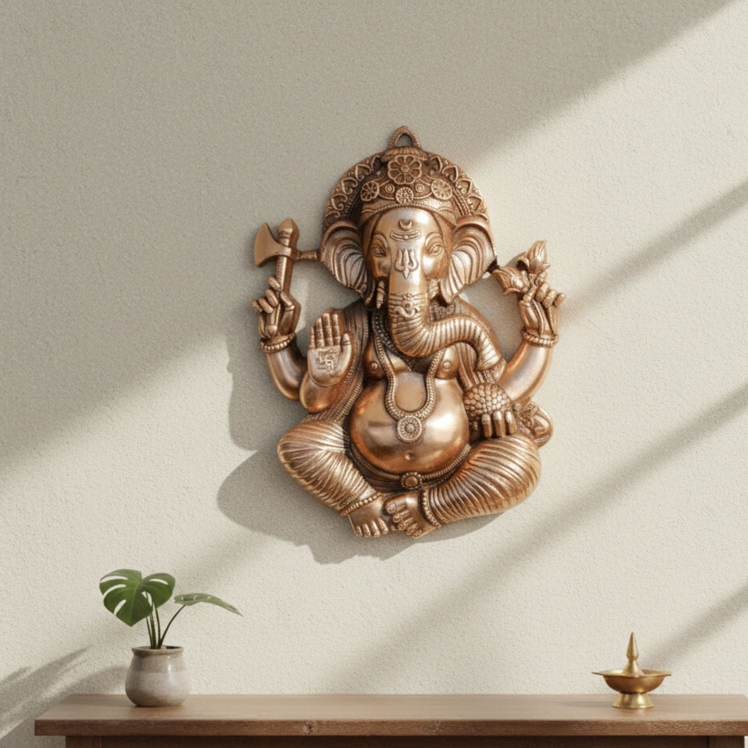 Lord Ganesh Wall Hanging Idol | Ganesha Wall Idol for Home, Living Room, Entrance, Main Door | Ganesh Wall Art for Religious & Spiritual Decor | Diwali & Housewarming Gift - 22 Inch - Apkamart