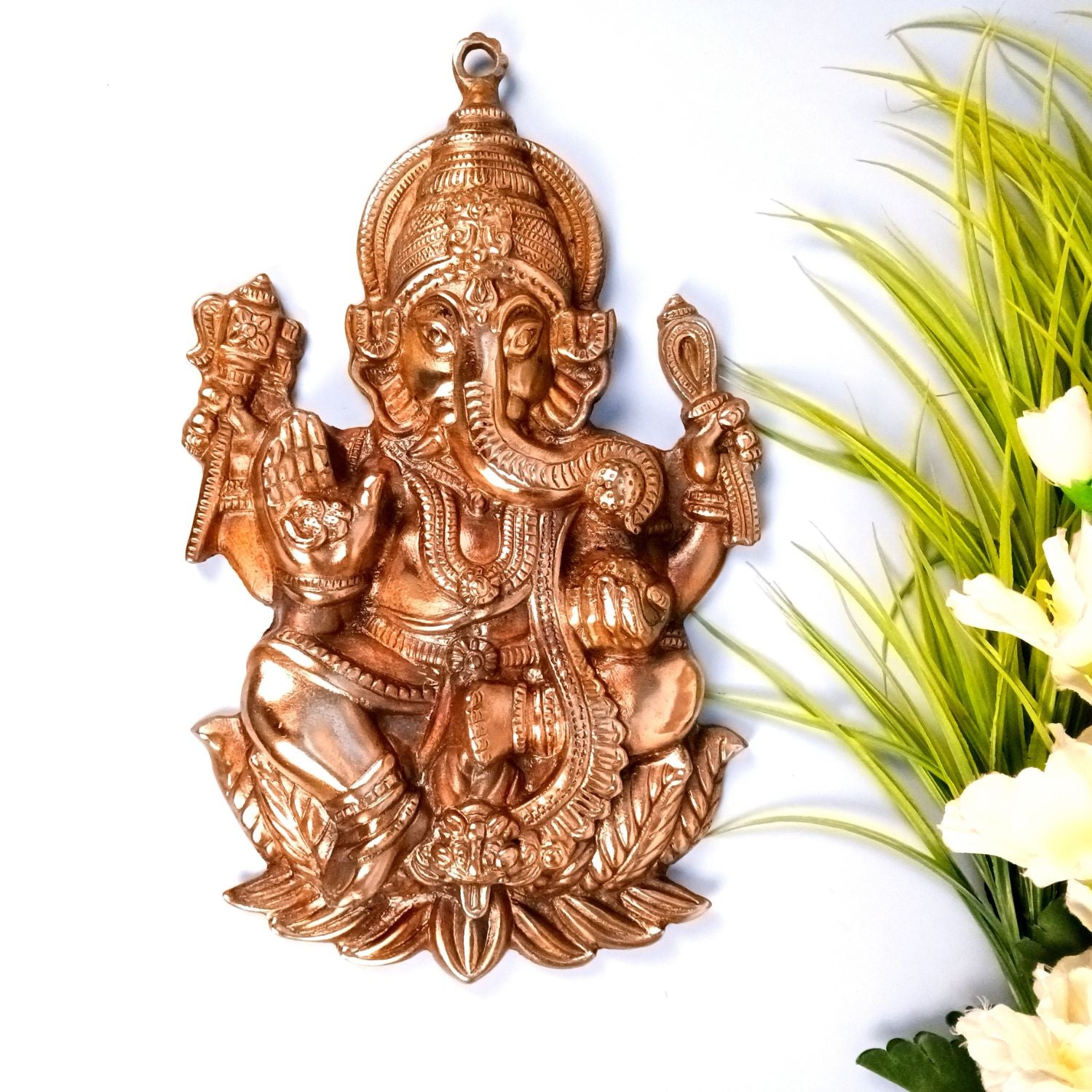Ganesh Wall Hanging | Spiritual Wall Decor | Handcrafted Home Decor for Living Room & Bedroom | Premium Ganpati Ji Hanging | Housewarming & Birthday Gift Item - 16 Inch - Apkamart