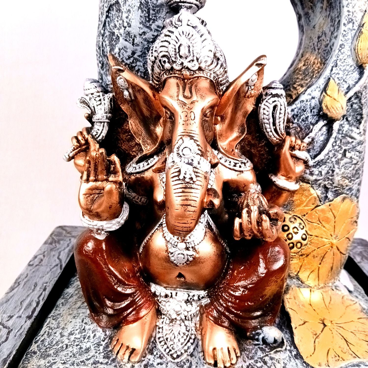 Indoor Water Fountain with LED Lights - Ganesh Design | Decoration Table Waterfall Cum Showpiece - For Vastu, Table, Office, Living Room, Home Decor & Gifts - 21 Inch - Apkamart #Style_Design 1