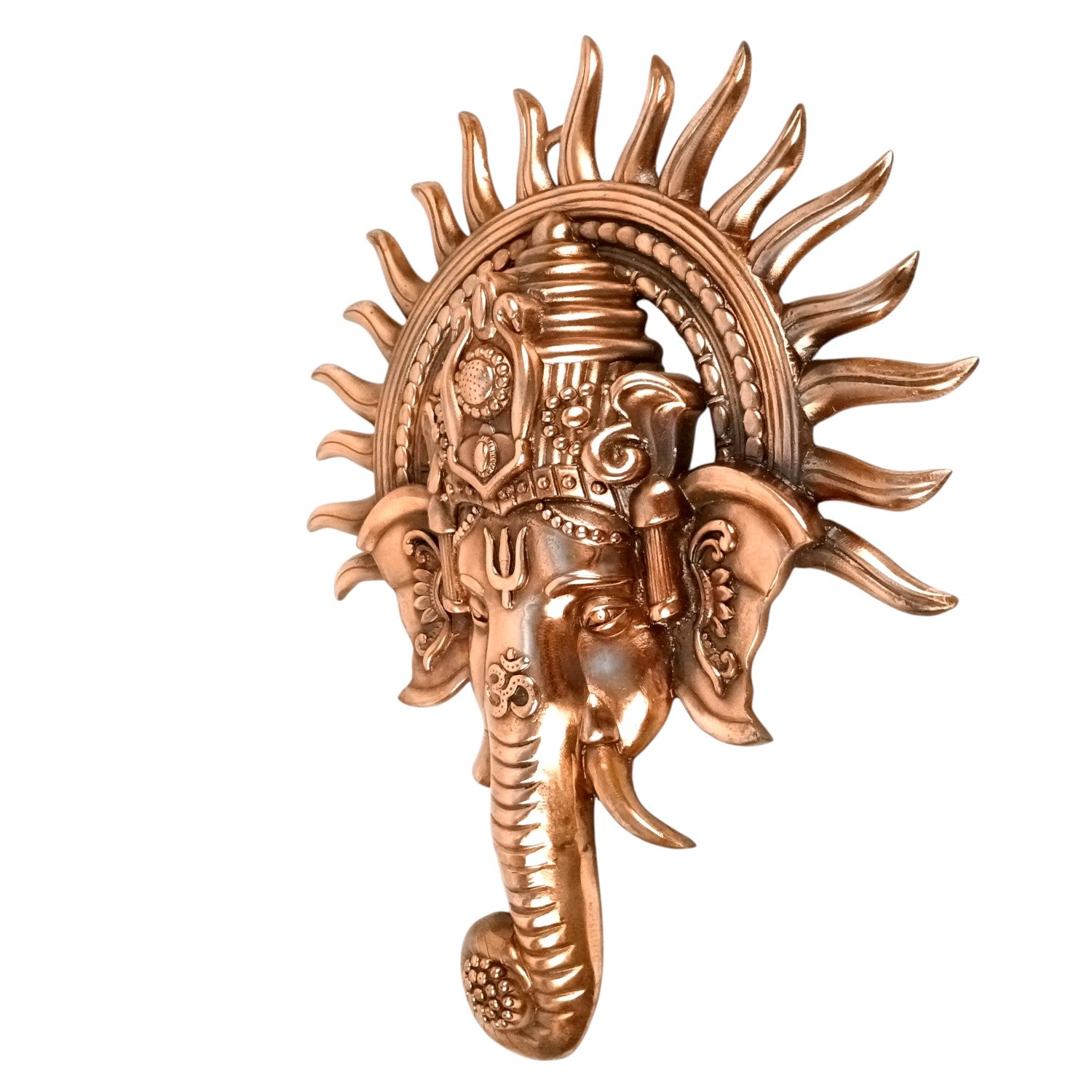 Ganesh Face Wall Hanging Showpiece | Metal Ganpati Idol for Wall Decor | Handcrafted Spiritual Home Decor | Gift for Housewarming, Diwali & Festivals - 24 Inch - Apkamart