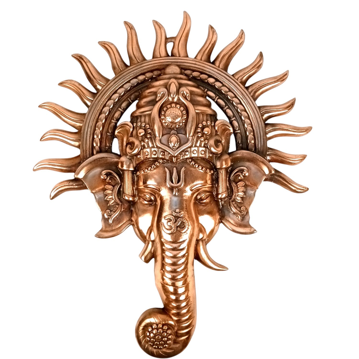 Ganesh Face Wall Hanging Showpiece | Metal Ganpati Idol for Wall Decor | Handcrafted Spiritual Home Decor | Gift for Housewarming, Diwali & Festivals - 24 Inch - Apkamart