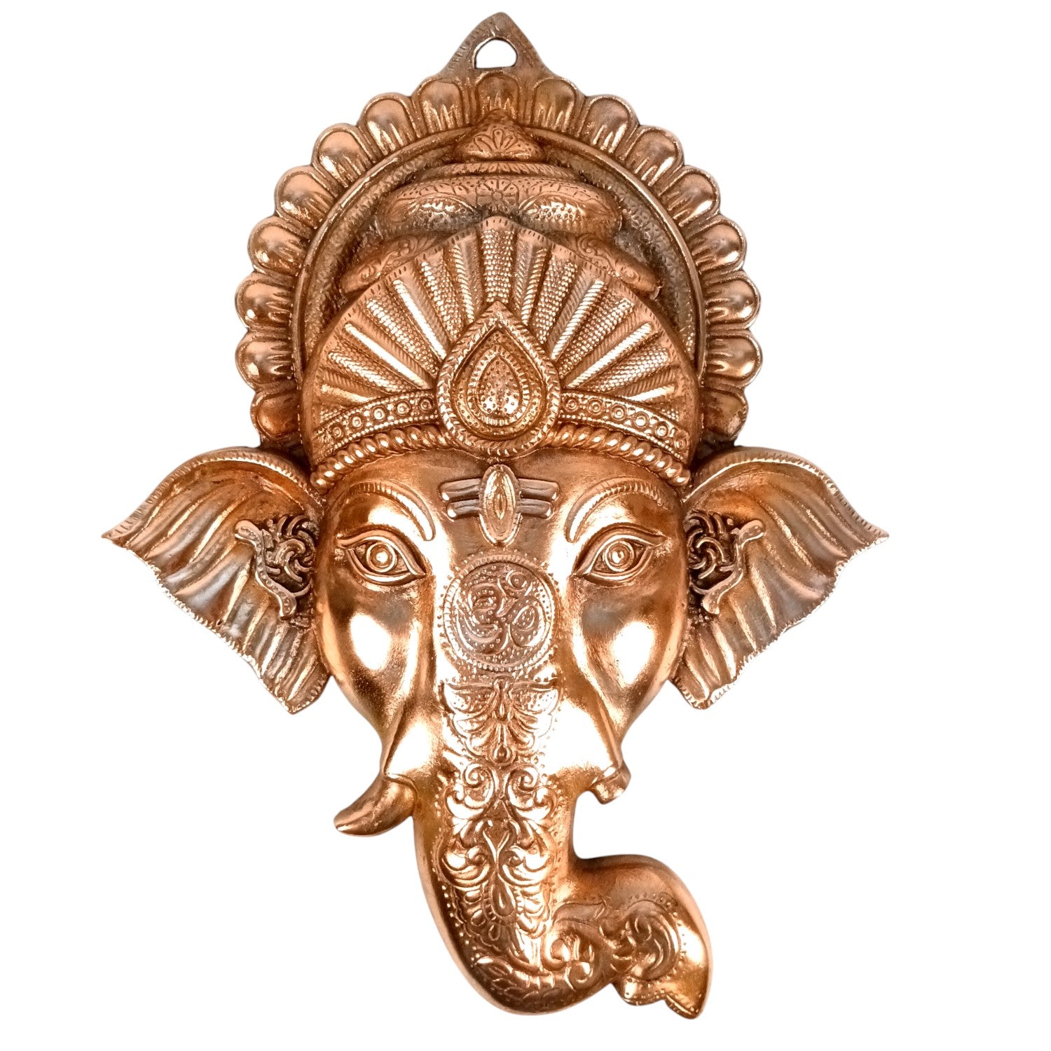 Ganesh Face Wall Hanging Showpiece | Metal Ganpati Idol for Wall & Table Decor | Handcrafted Spiritual Home Decor | Gift for Housewarming, Diwali & Festivals - 17 Inch - Apkamart