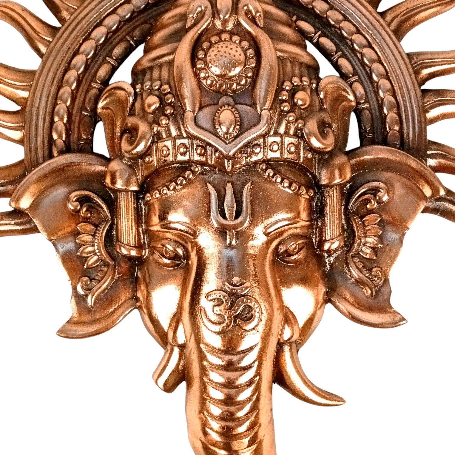 Ganesh Face Wall Hanging Showpiece | Metal Ganpati Idol for Wall Decor | Handcrafted Spiritual Home Decor | Gift for Housewarming, Diwali & Festivals - 24 Inch - Apkamart