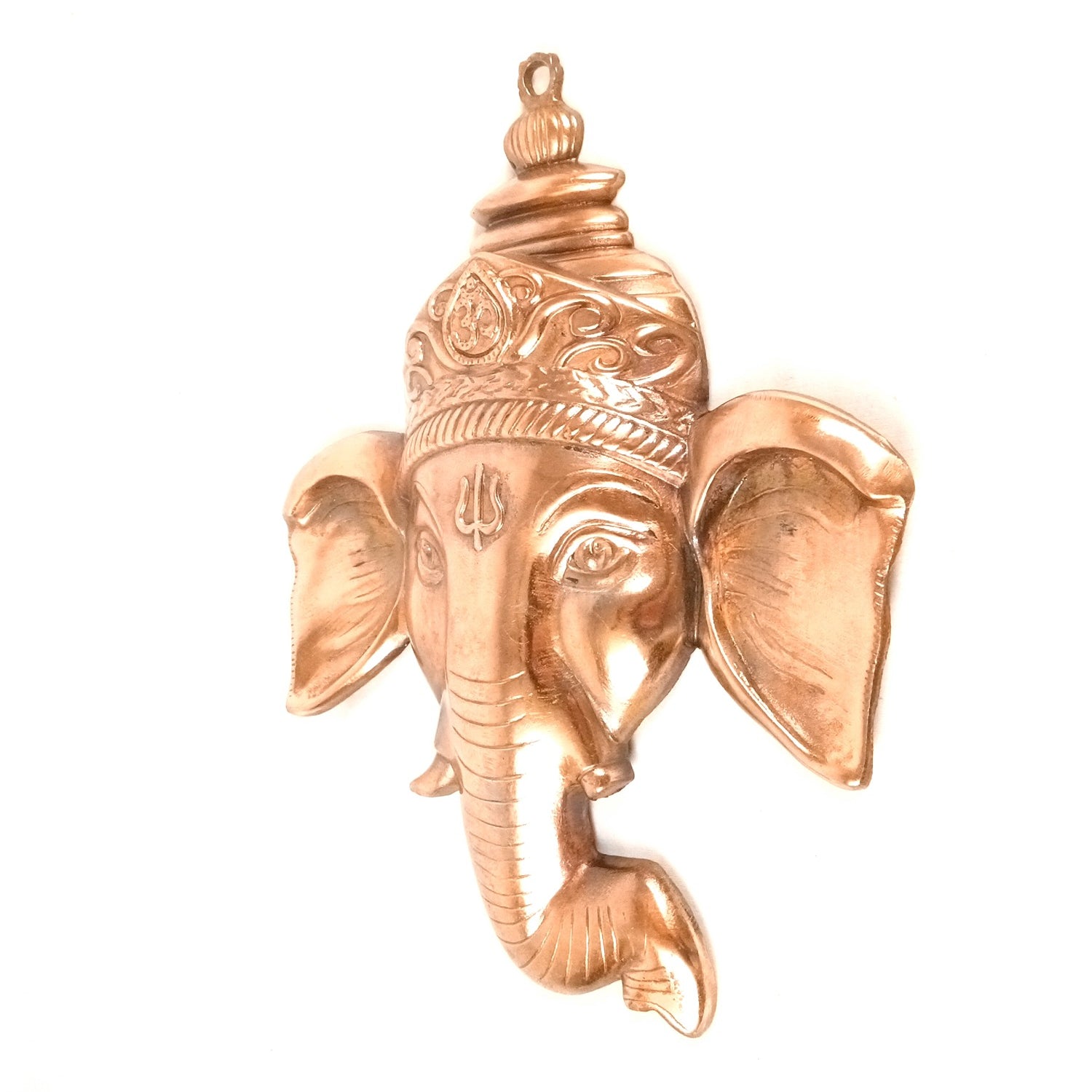 Ganesh Face Wall Hanging | Lord Ganpati Metal Wall Décor for Home, Pooja Room & Entrance | Decorative Ganesh Face Idol for Living Room, Office & Gifting - 17 Inch - Apkamart