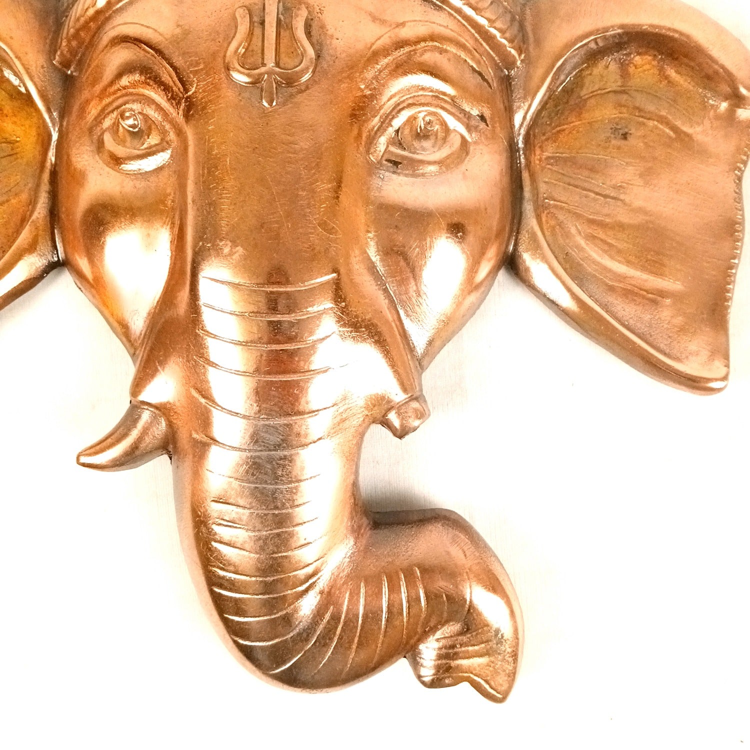 Ganesh Face Wall Hanging | Lord Ganpati Metal Wall Décor for Home, Pooja Room & Entrance | Decorative Ganesh Face Idol for Living Room, Office & Gifting - 17 Inch - Apkamart