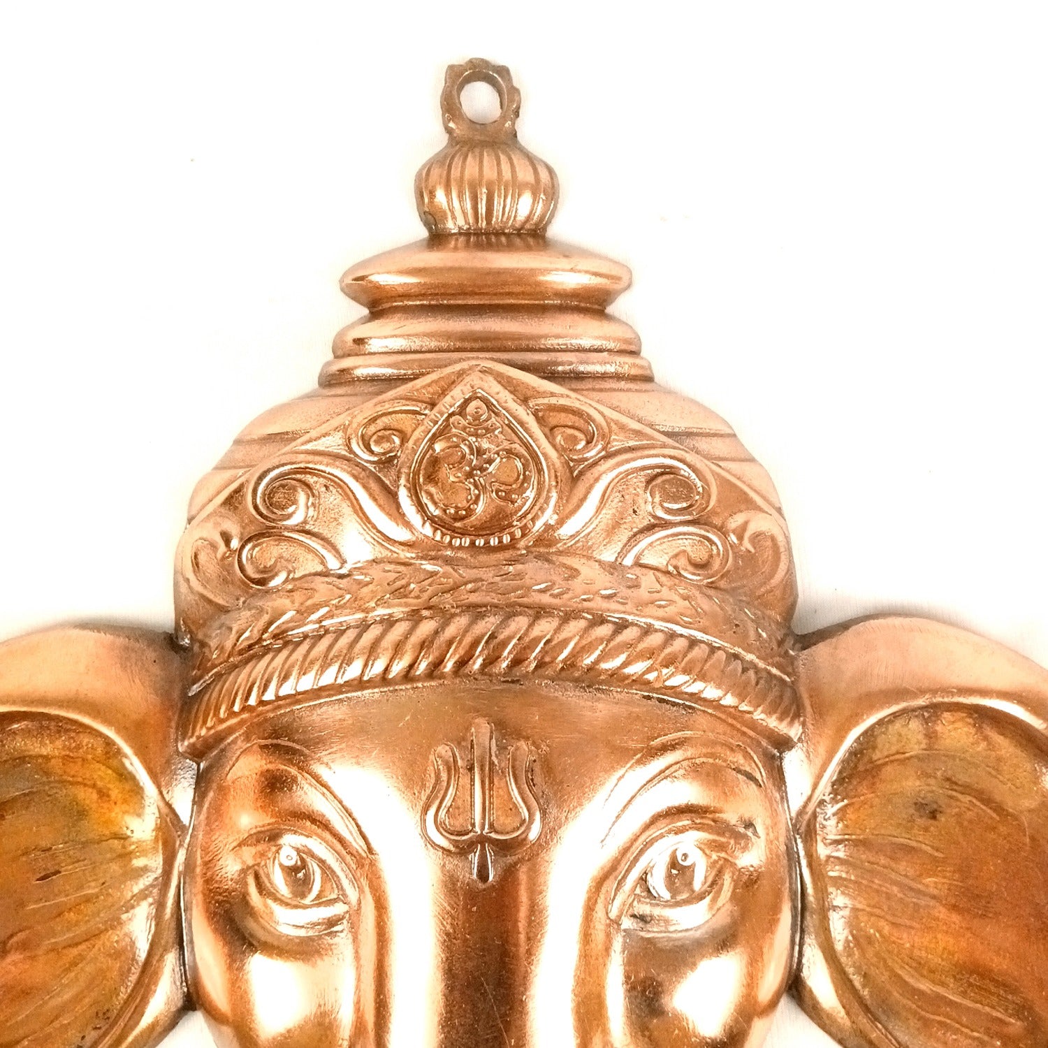 Ganesh Face Wall Hanging | Lord Ganpati Metal Wall Décor for Home, Pooja Room & Entrance | Decorative Ganesh Face Idol for Living Room, Office & Gifting - 17 Inch - Apkamart