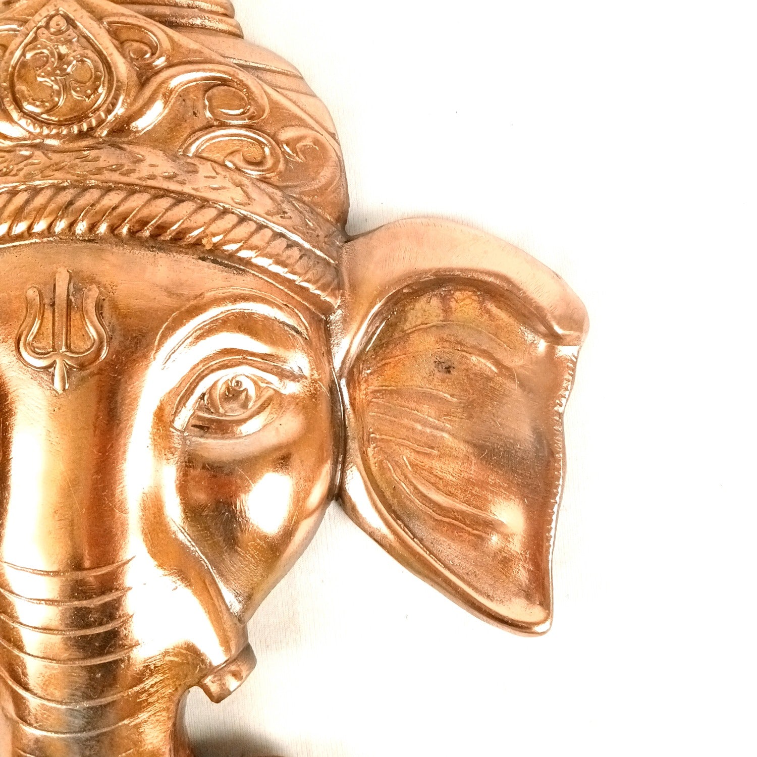 Ganesh Face Wall Hanging | Lord Ganpati Metal Wall Décor for Home, Pooja Room & Entrance | Decorative Ganesh Face Idol for Living Room, Office & Gifting - 17 Inch - Apkamart