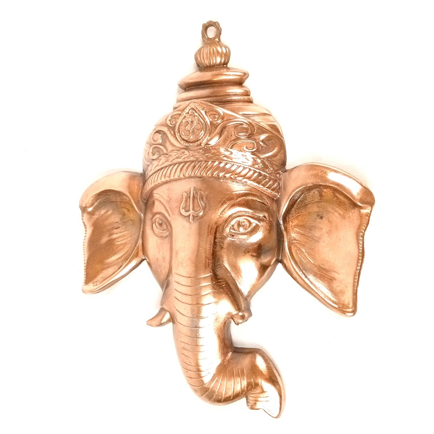 Ganesh Face Wall Hanging | Lord Ganpati Metal Wall Décor for Home, Pooja Room & Entrance | Decorative Ganesh Face Idol for Living Room, Office & Gifting - 17 Inch - Apkamart