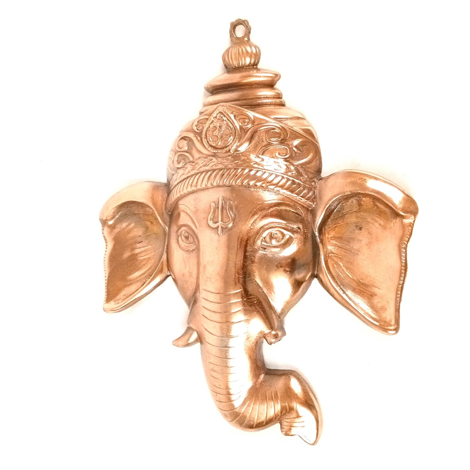 Ganesh Face Wall Hanging | Lord Ganpati Metal Wall Décor for Home, Pooja Room & Entrance | Decorative Ganesh Face Idol for Living Room, Office & Gifting - 17 Inch - Apkamart