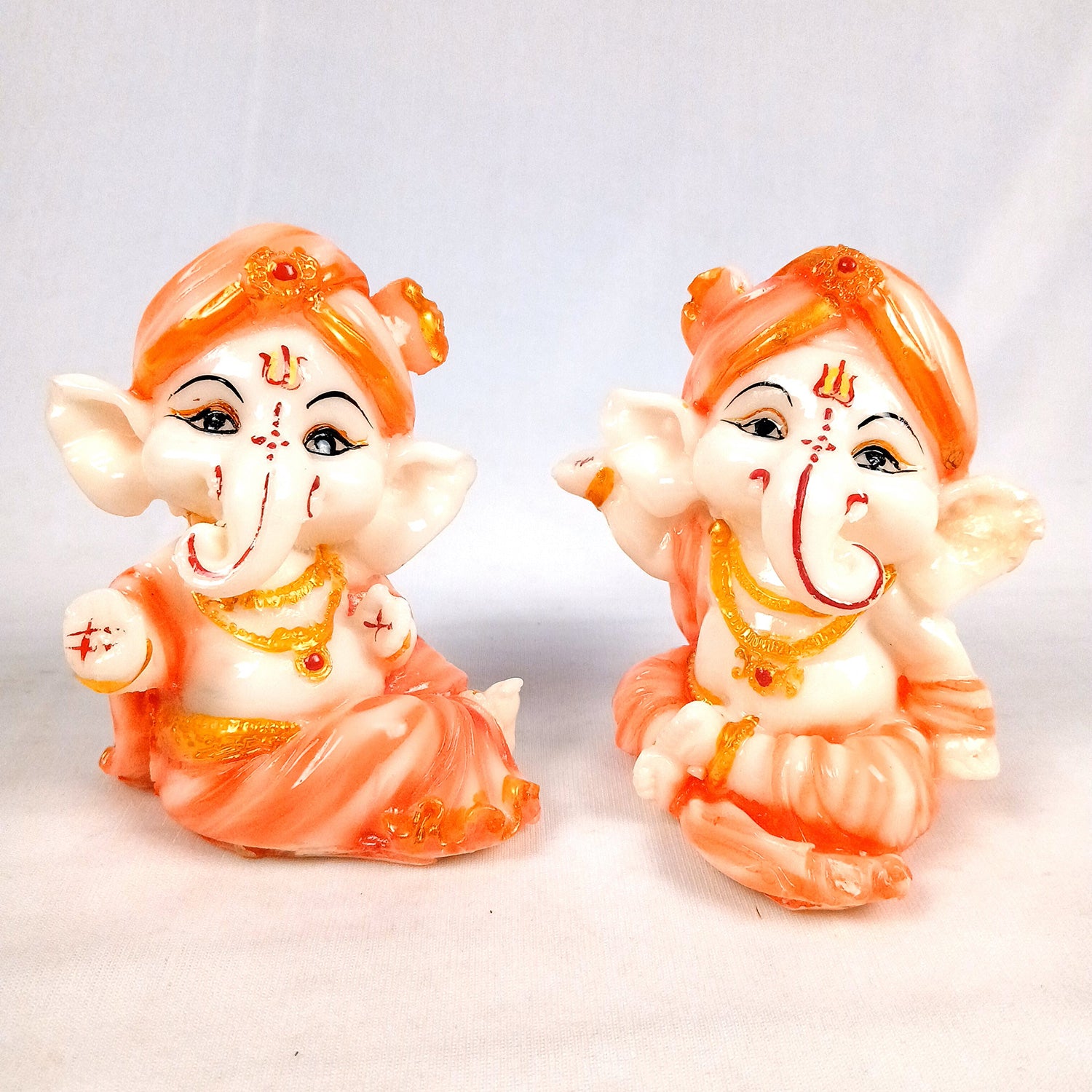 Ganesh Statue | Shri Ganesha Idol - for Home, Living Room, Office Decor, Puja, Car Dashboard & Gifts - 4 Inch (Pack of 2) - Apkamart