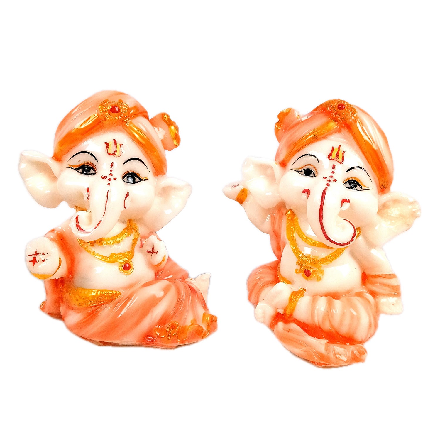 Ganesh Statue | Shri Ganesha Idol - for Home, Living Room, Office Decor, Puja, Car Dashboard & Gifts - 4 Inch (Pack of 2) - Apkamart