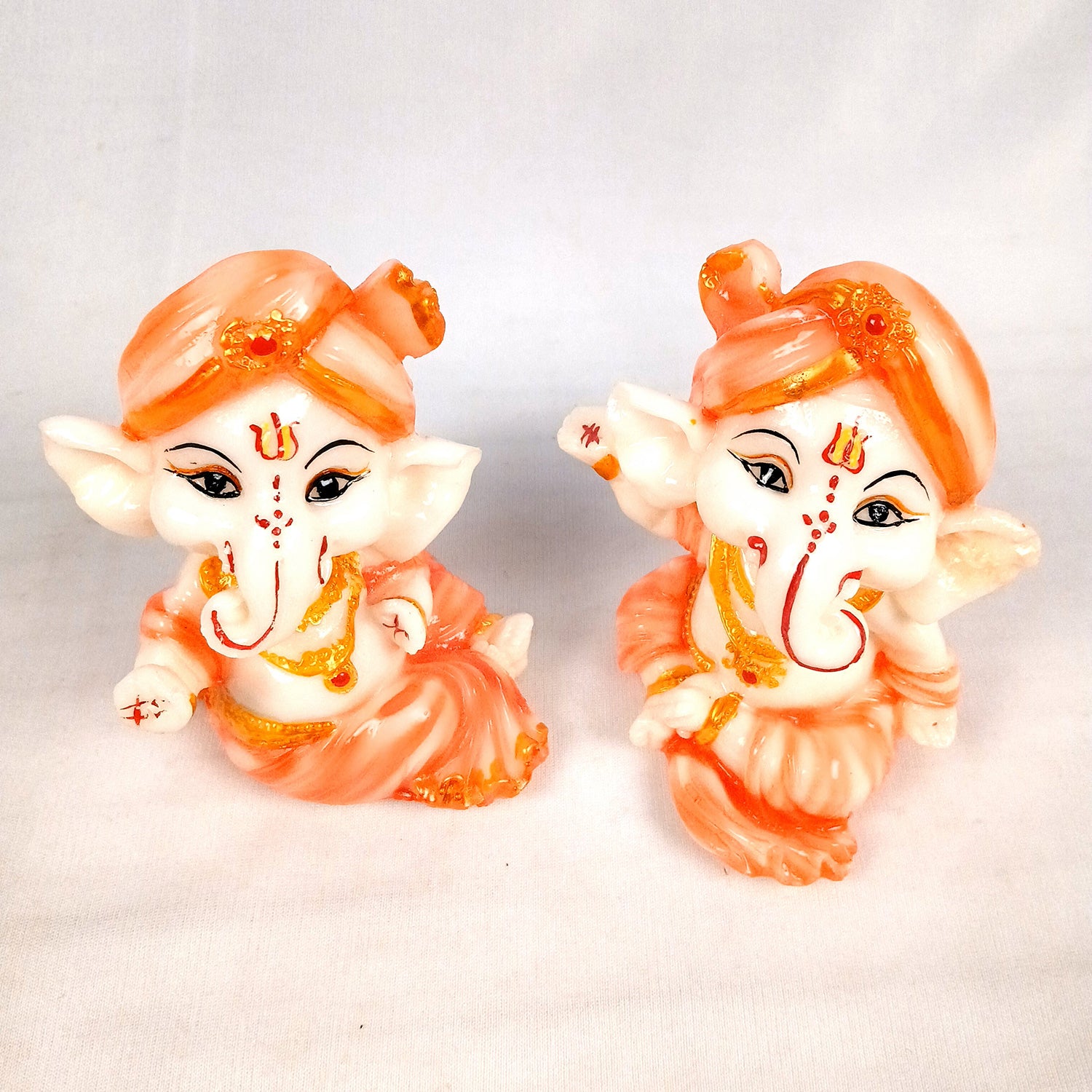 Ganesh Statue | Shri Ganesha Idol - for Home, Living Room, Office Decor, Puja, Car Dashboard & Gifts - 4 Inch (Pack of 2) - Apkamart