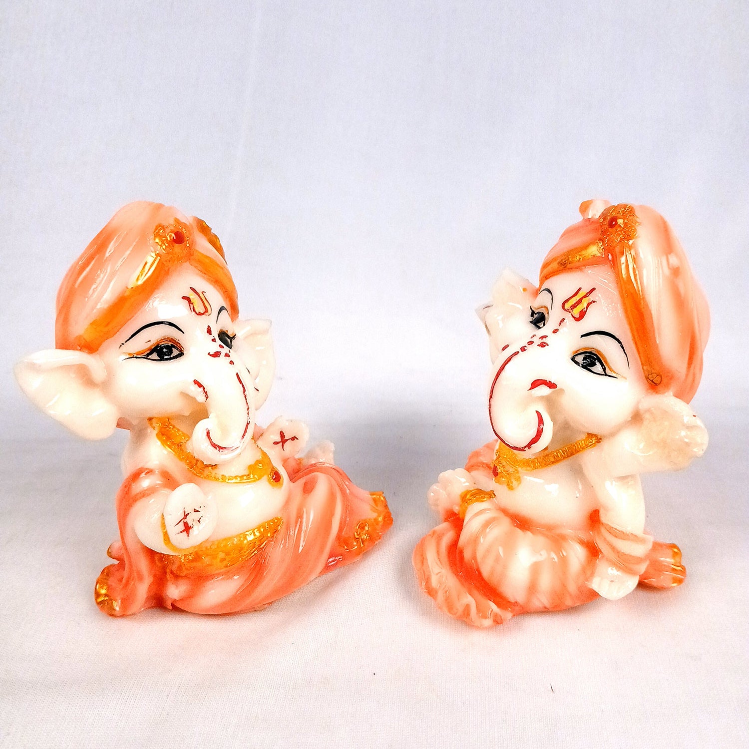 Ganesh Statue | Shri Ganesha Idol - for Home, Living Room, Office Decor, Puja, Car Dashboard & Gifts - 4 Inch (Pack of 2) - Apkamart