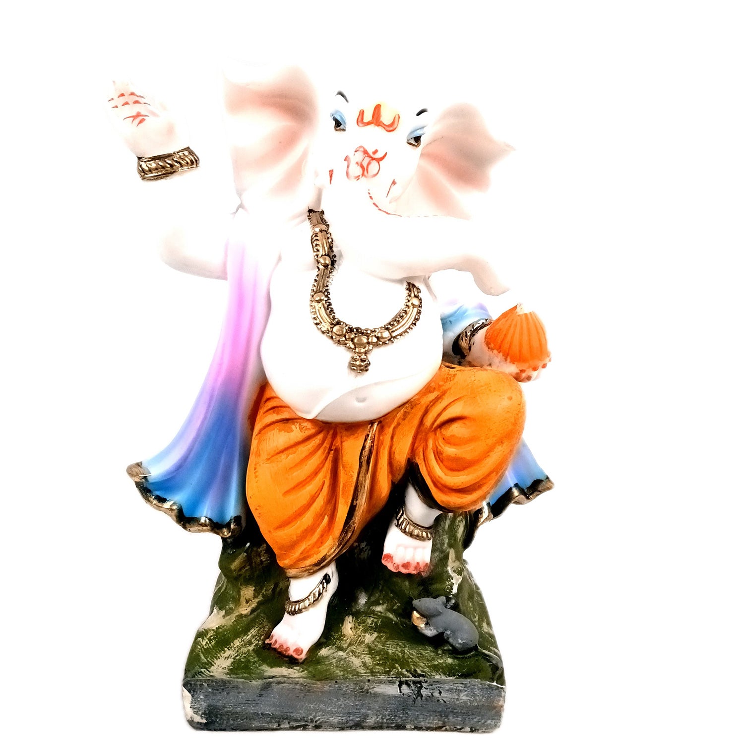 Ganesha Idol | Standing / Khade Ganesh Ji Statue | Dancing Ganesha Murti - For Home Decor, Pooja Room, Diwali Decoration & Gift - 10 Inch (Polyresin, Multicolor) - Apkamart