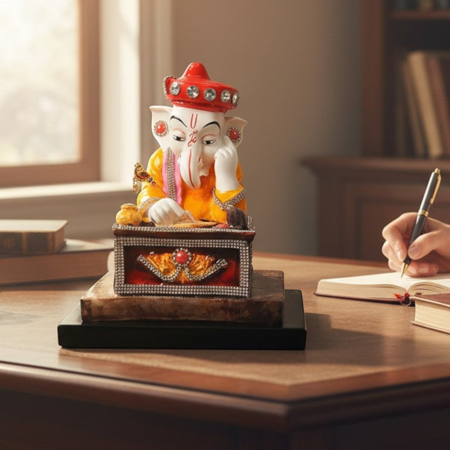 Ganesh Murti | Spiritual Home & Office Decor Idol | Lord GaneshaStatue for Home, Pooja Room & Vastu | Religious Table Decor, Diwali & Festive Gift - 9 Inch - Apkamart