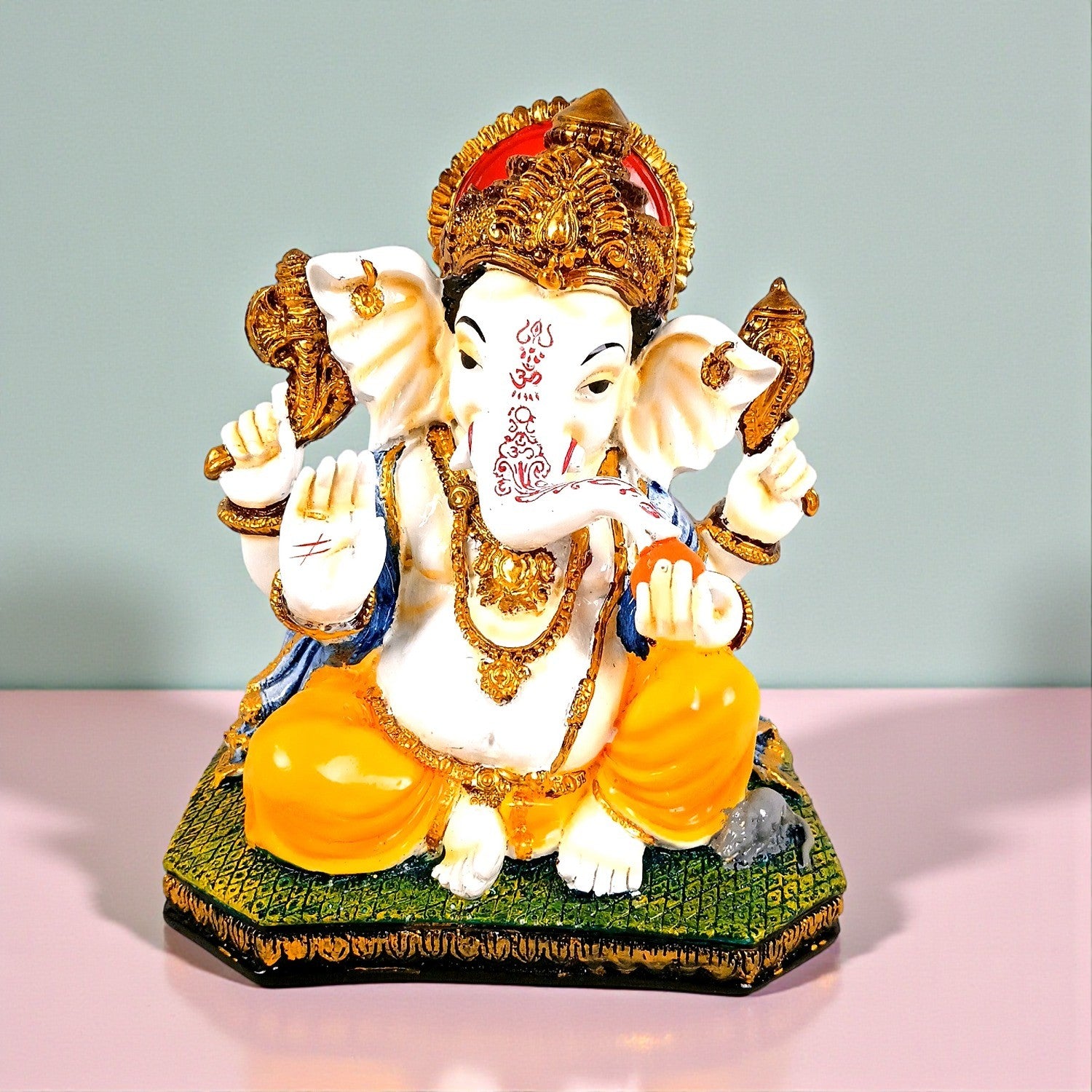 Ganesha Statue | Lord Ganesha Idol for Home, Pooja Room & Vastu | Religious Table Decor, Diwali & Festive Gift - 8 Inch - Apkamart