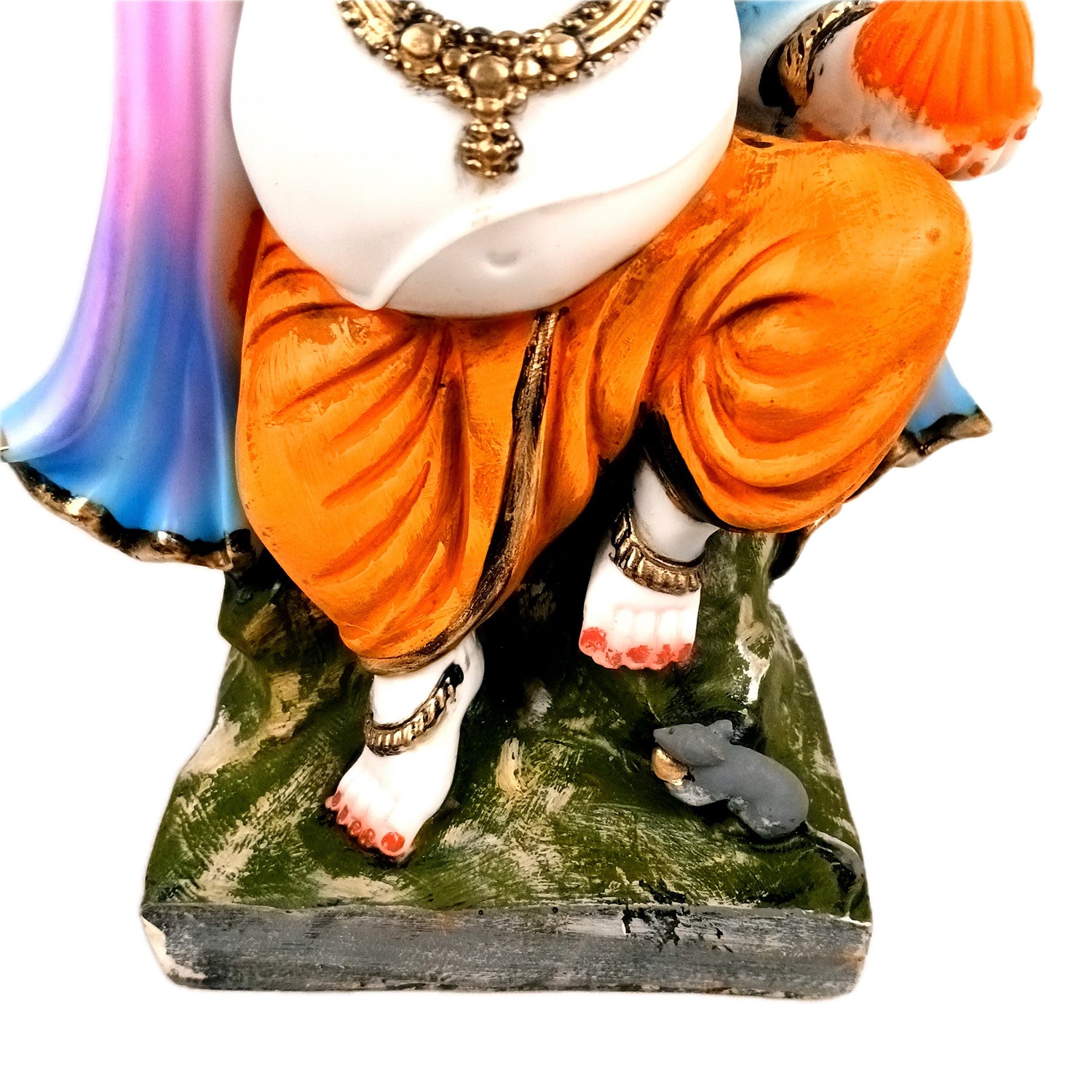 Ganesha Idol | Standing / Khade Ganesh Ji Statue | Dancing Ganesha Murti - For Home Decor, Pooja Room, Diwali Decoration & Gift - 10 Inch (Polyresin, Multicolor) - Apkamart