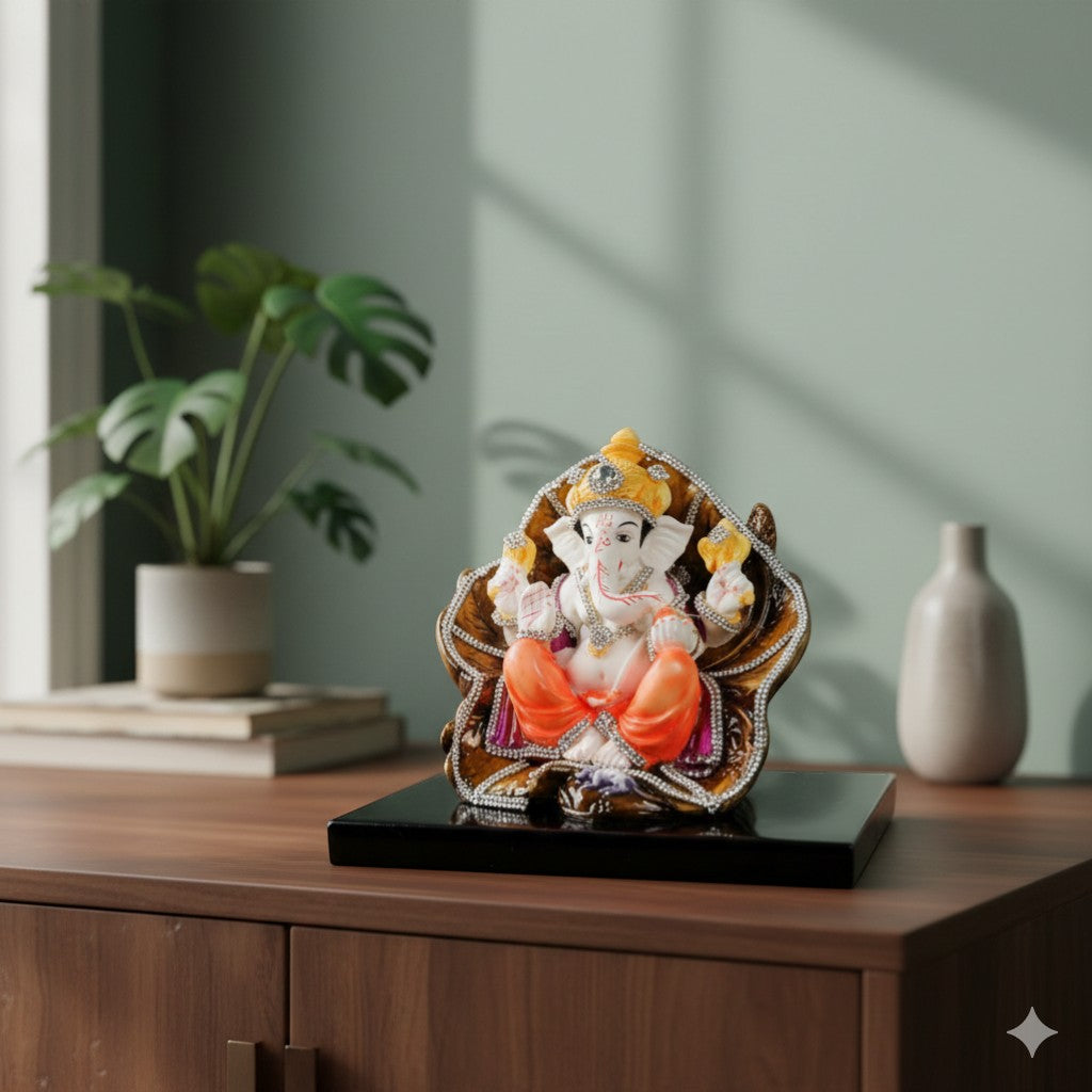 Ganpati Bappa Murti | Spiritual Home & Office Decor Idol | Religious Table Decor, Diwali & Festive Gift - 8 Inch - Apkamart
