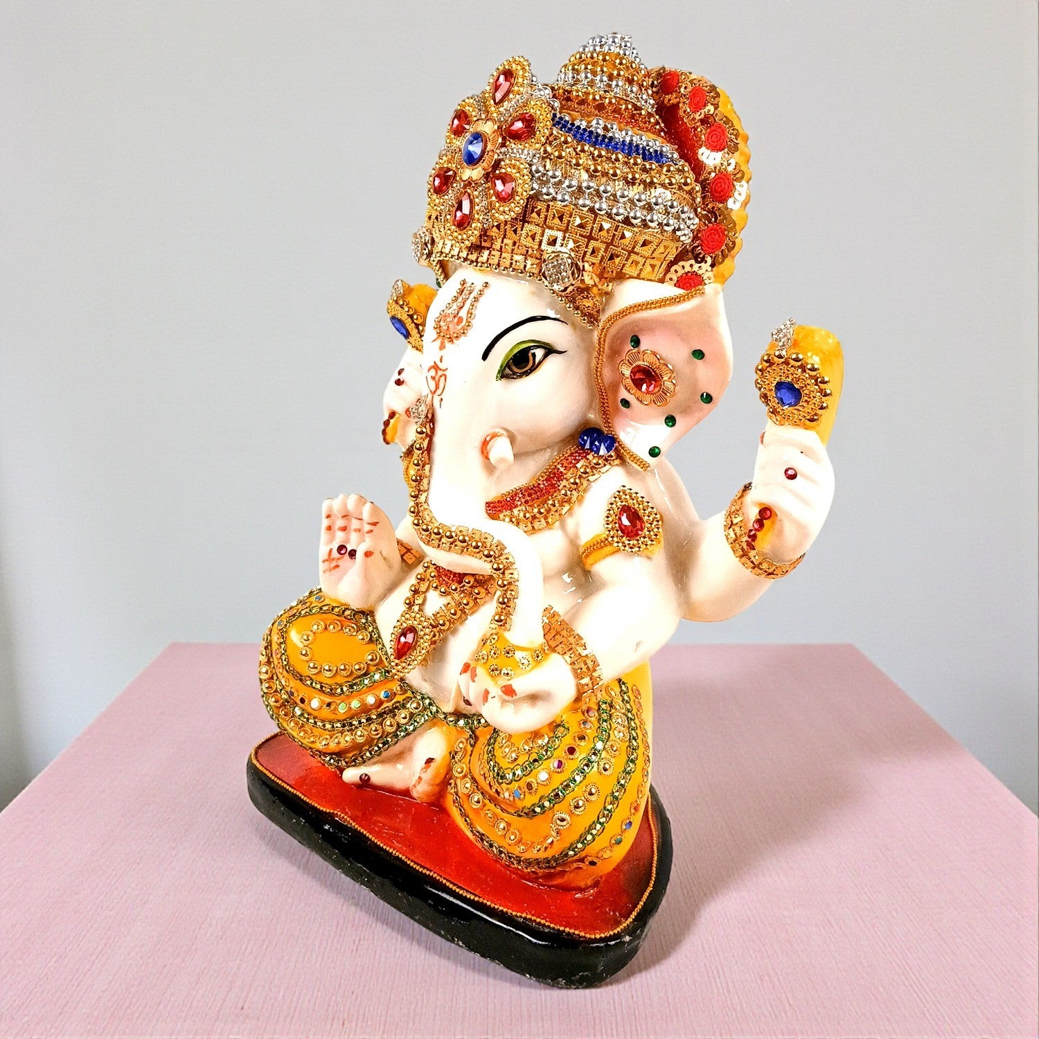 Ganesh Ji Idol | Religious Murti for Diwali & Housewarming Gift |Ganpati Jee Table Decor, Diwali & Festive Gift - 12 Inch - Apkamart