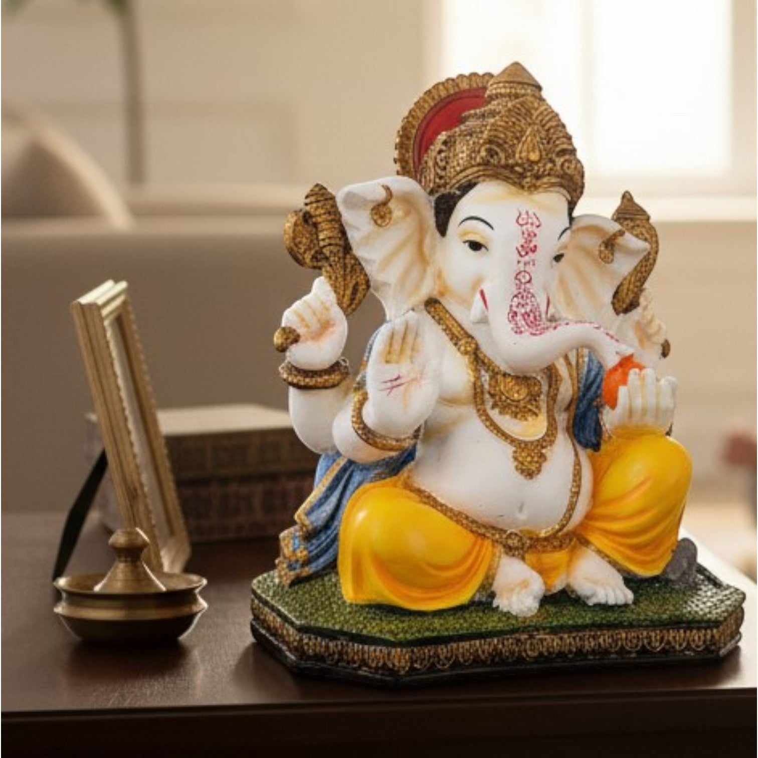 Ganesha Statue | Lord Ganesha Idol for Home, Pooja Room & Vastu | Religious Table Decor, Diwali & Festive Gift - 8 Inch - Apkamart
