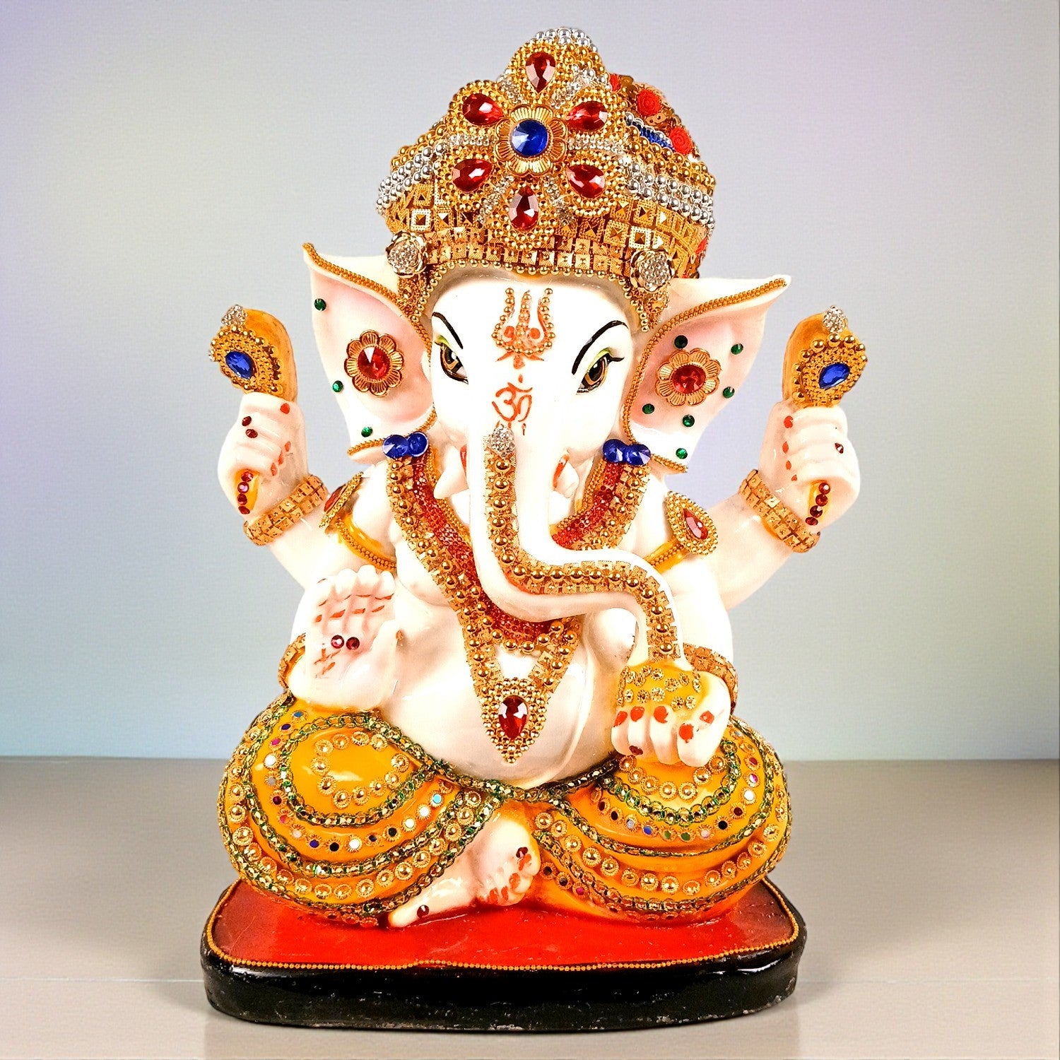 Ganesh Ji Idol | Religious Murti for Diwali & Housewarming Gift |Ganpati Jee Table Decor, Diwali & Festive Gift - 12 Inch - Apkamart