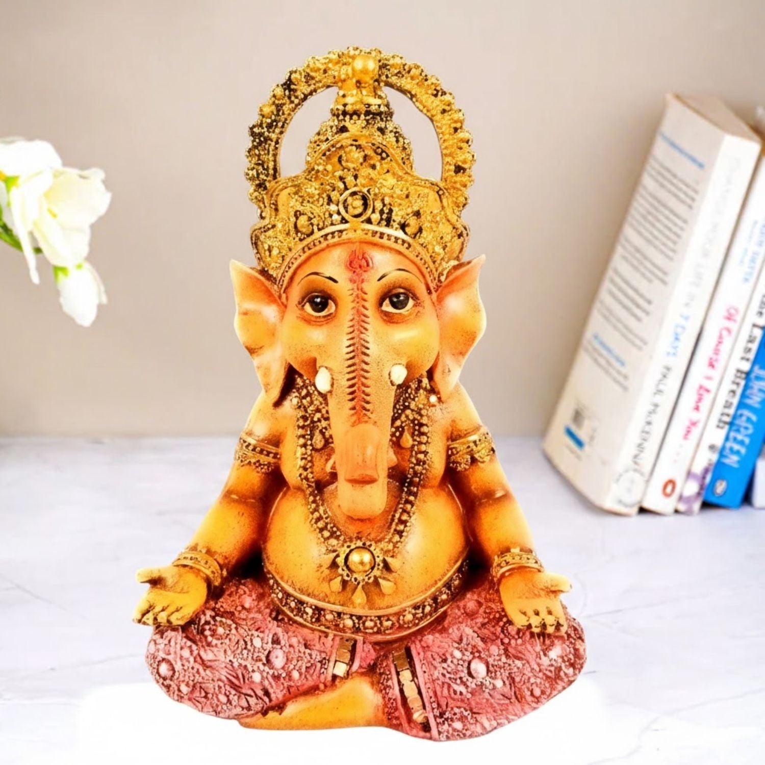 Shri Ganesh Idol | Ganesha Different Poses for Home, Pooja Room & Vastu | Religious Table Decor, Diwali & Festive Gift - Set of 3 - Apkamart