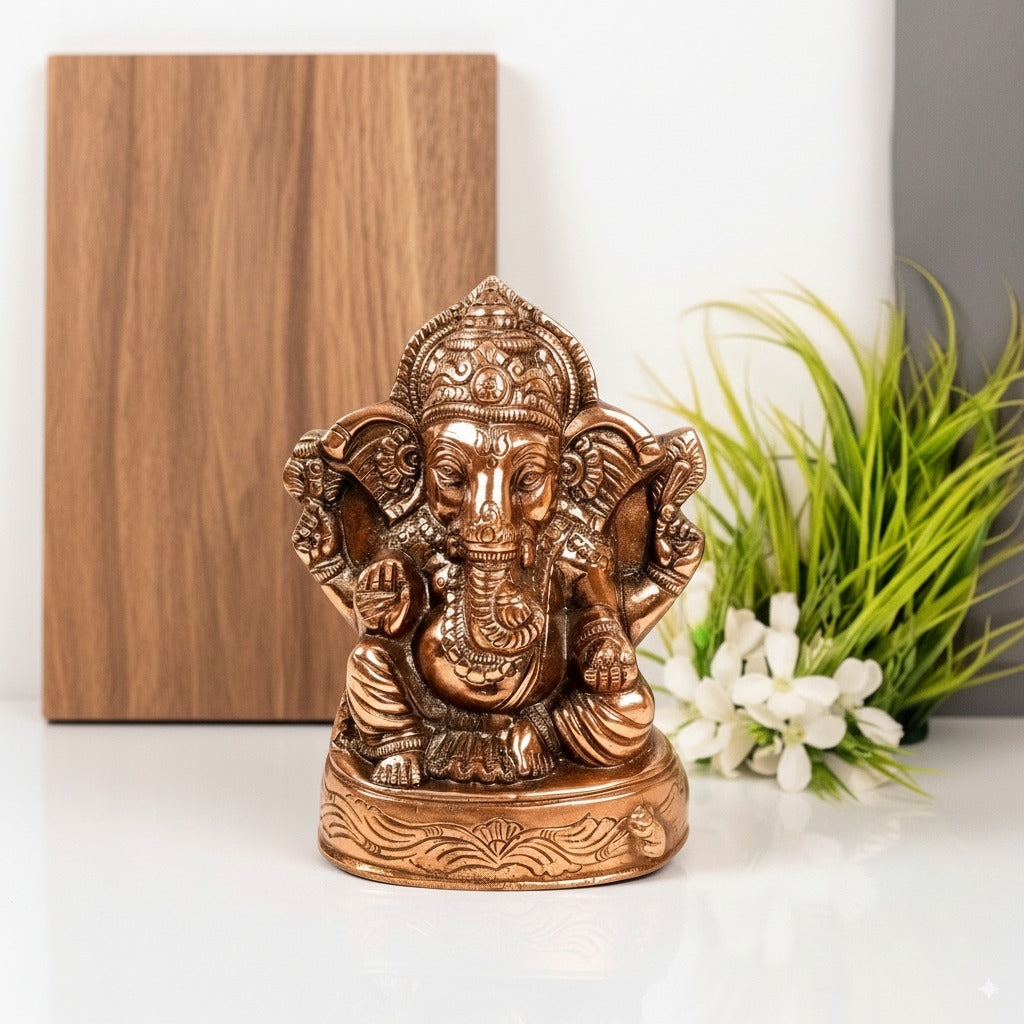 Ganesh Statue for Home Decor & Pooja | Lord Ganesha Idol for Mandir, Living Room & Office | Spiritual Decorative Showpiece for Gifting - 11 Inch - Apkamart