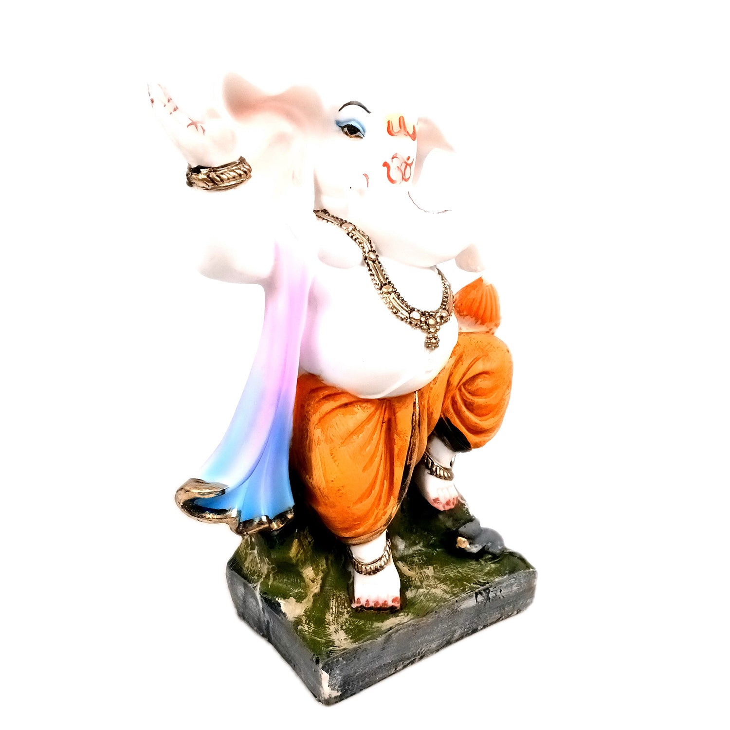 Ganesha Idol | Standing / Khade Ganesh Ji Statue | Dancing Ganesha Murti - For Home Decor, Pooja Room, Diwali Decoration & Gift - 10 Inch (Polyresin, Multicolor) - Apkamart