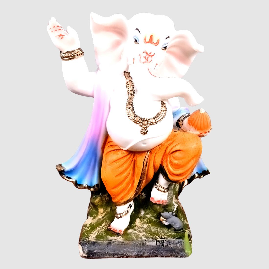 Ganesha Idol | Standing / Khade Ganesh Ji Statue | Dancing Ganesha Murti - For Home Decor, Pooja Room, Diwali Decoration & Gift - 10 Inch (Polyresin, Multicolor) - Apkamart