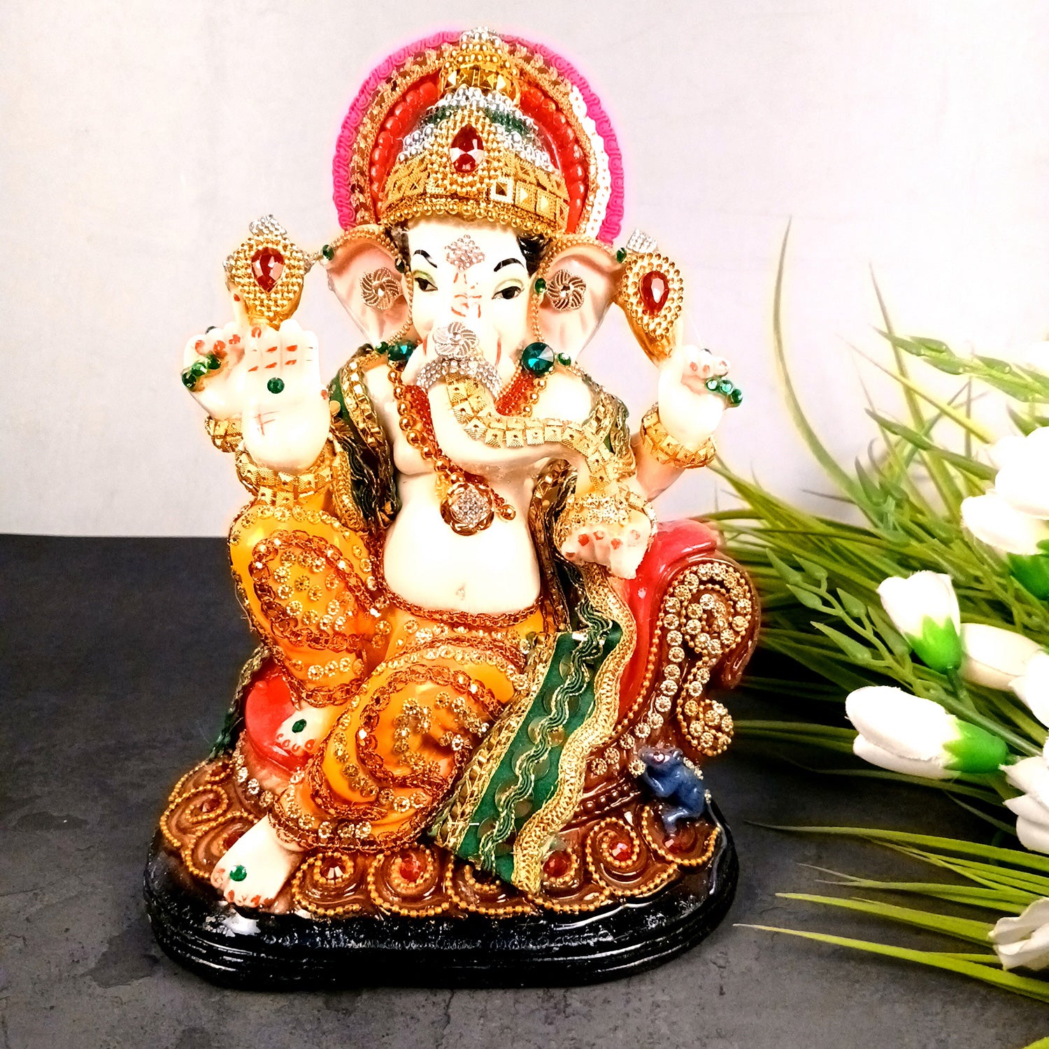 Ganesh Statue | Lord Ganesha Idol - for Home, Puja, Living Room, Entrance & Office Decor - 10 Inch - Apkamart #Style_Design 1