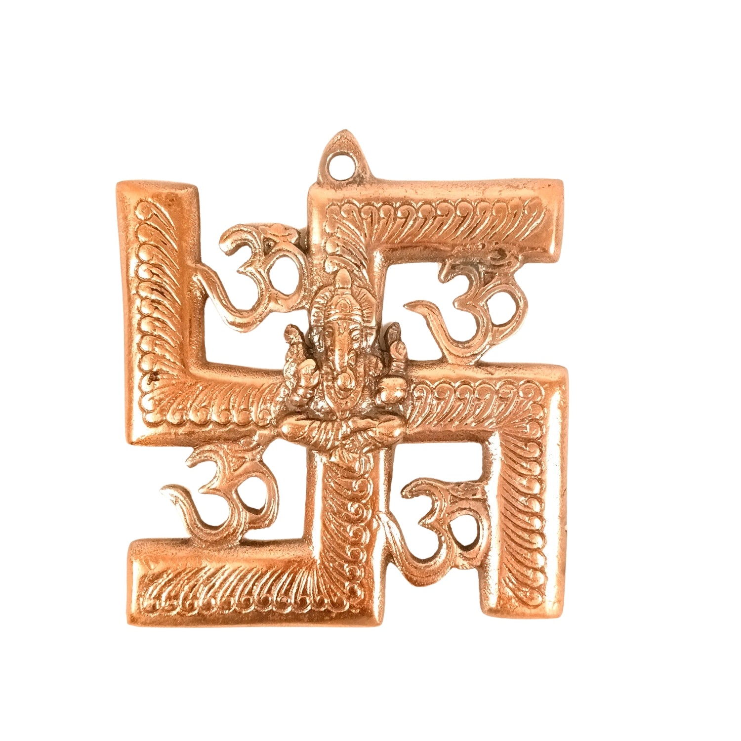 Swastik Ganesh Wall Hanging | Lord Ganesh with Swastik Metal Wall Décor for Home Entrance, Pooja Room & Vastu | Auspicious Decorative Wall Art for Living Room - 6 Inch - Apkamart