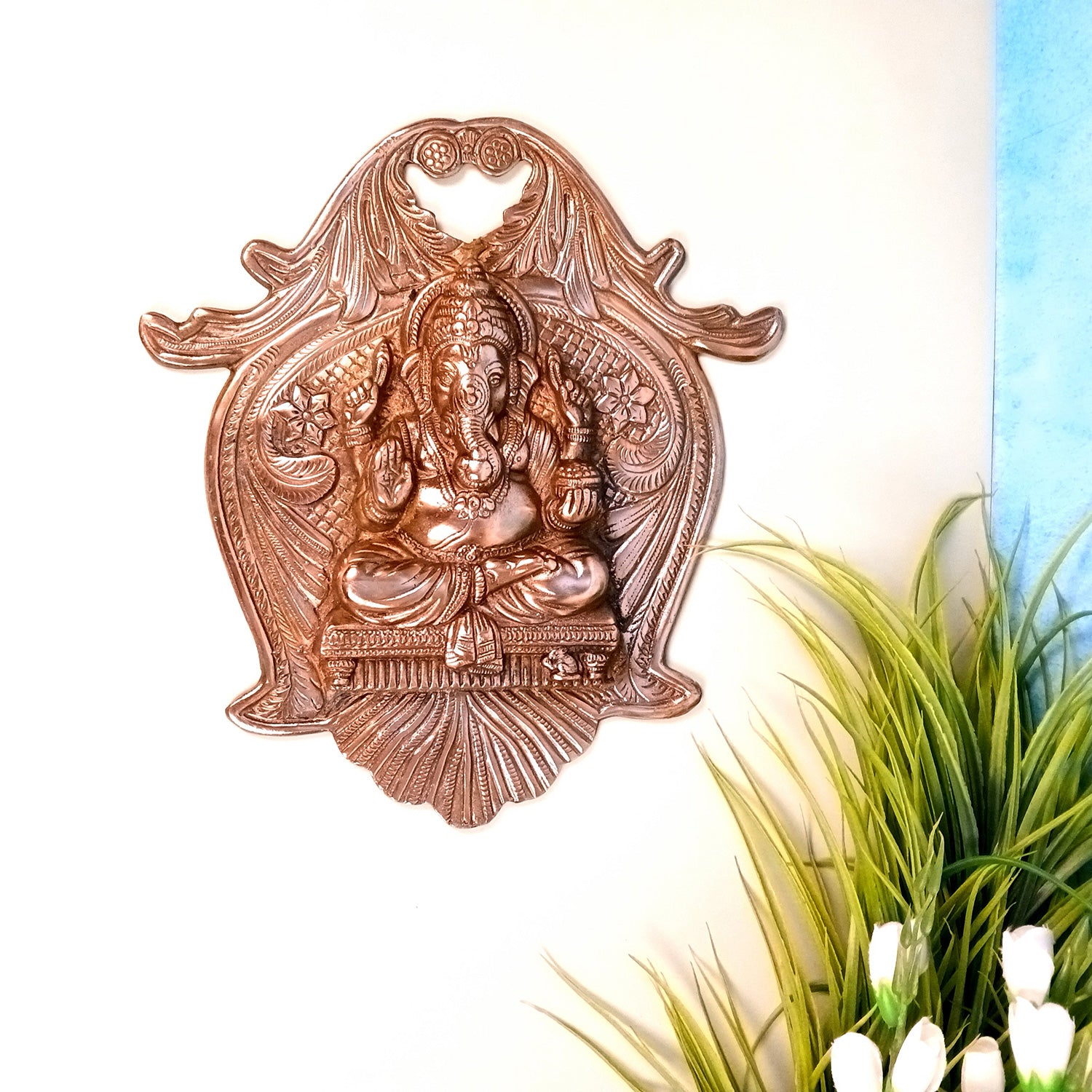 Ganesh Wall Hanging Statue | Ganesh Wall Idol for Puja, Home, Living Room Decor | Diwali & Housewarming Gift - 13 Inch - Apkamart