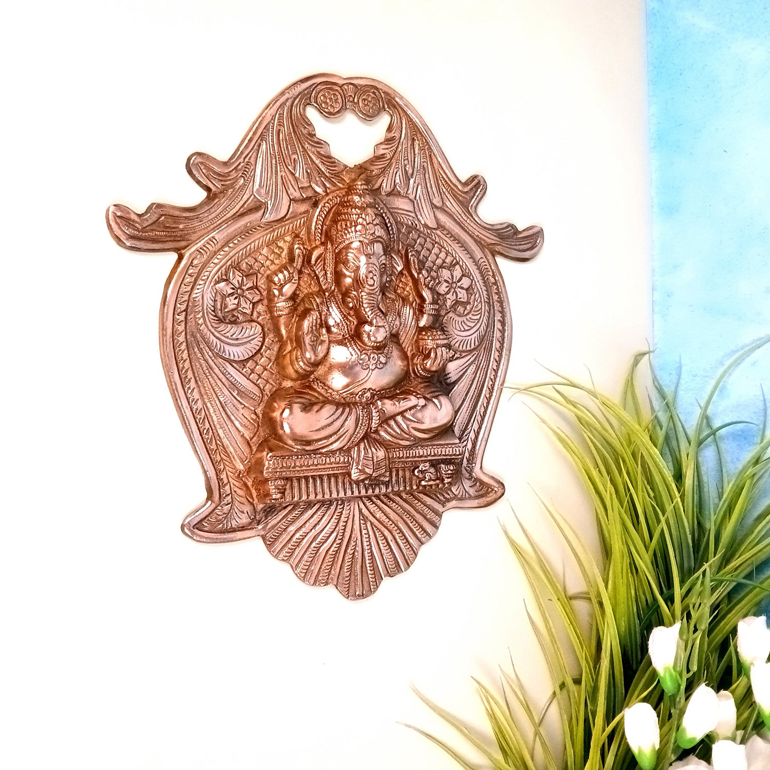 Ganesh Wall Hanging Statue | Ganesh Wall Idol for Puja, Home, Living Room Decor | Diwali & Housewarming Gift - 13 Inch - Apkamart