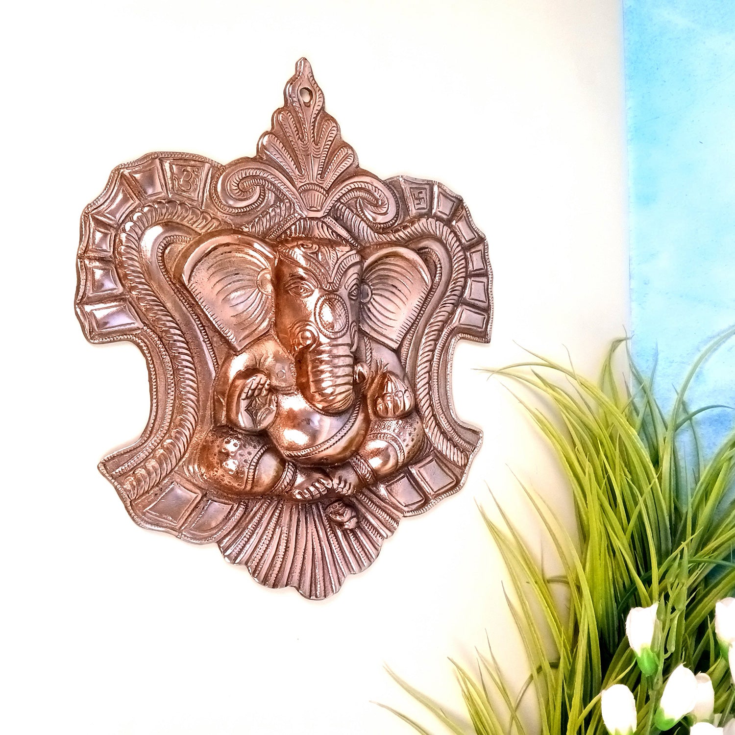 Ganesh Wall Hanging Statue | Ganesha Wall Idol for Puja, Home, Living Room Decor | Diwali & Housewarming Gift - 13 Inch - Apkamart