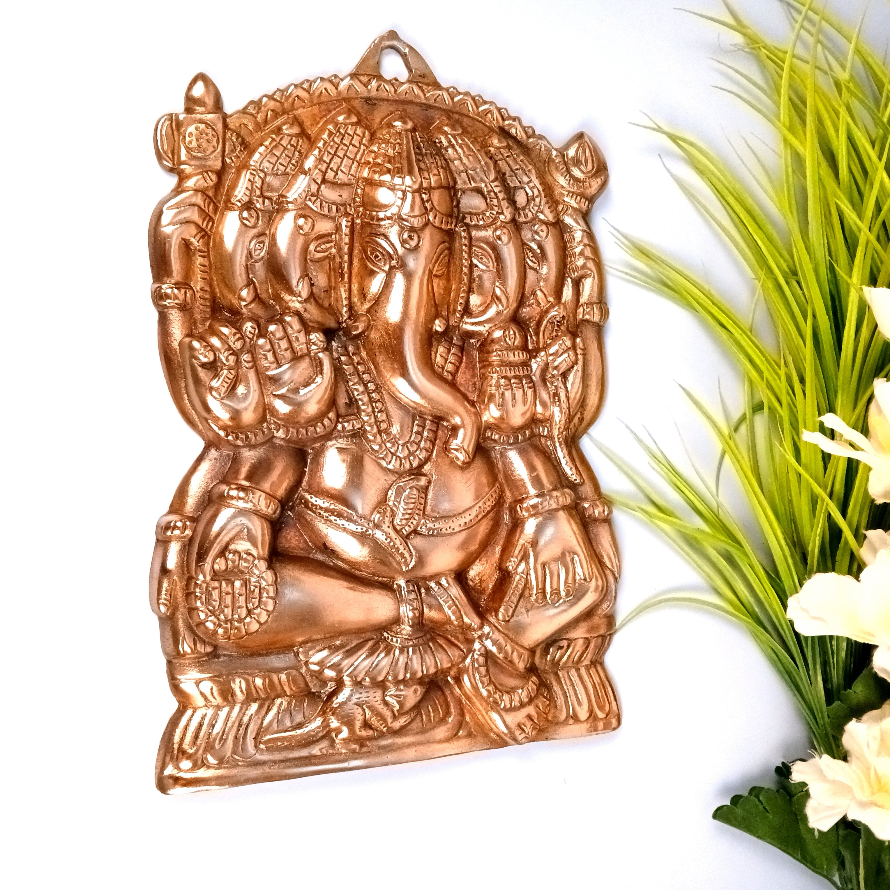 Ganesh Ji Saptmukhi Wall Hanging Showpiece | Ganpati Idol for Wall Decor | Handcrafted Home Decor | Spiritual Gift for Housewarming, Diwali & Birthday - 14 Inch - Apkamart