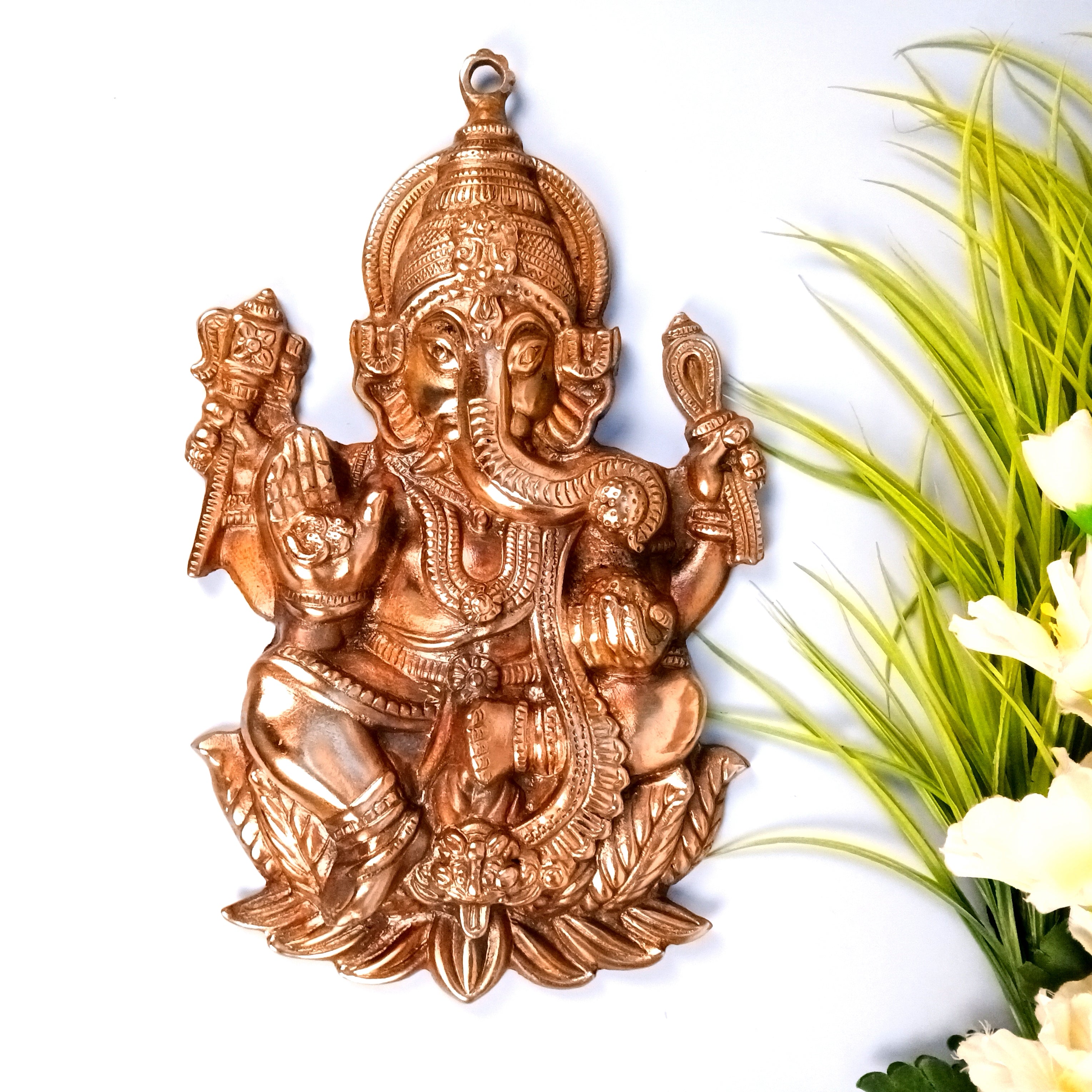 Ganesh Wall Hanging | Spiritual Wall Decor | Handcrafted Home Decor for Living Room & Bedroom | Premium Ganpati Ji Hanging | Housewarming & Birthday Gift Item - 16 Inch - Apkamart
