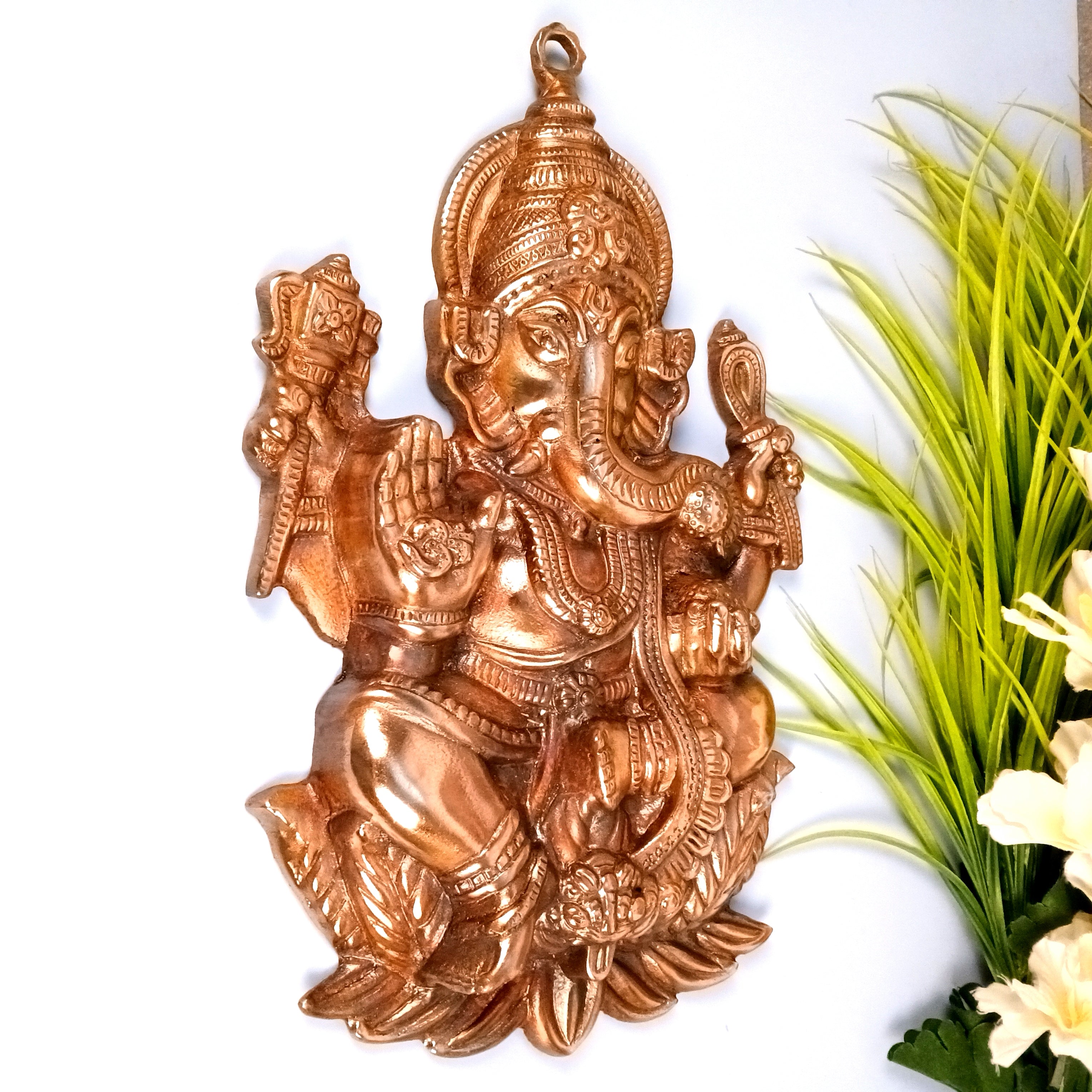 Ganesh Wall Hanging | Spiritual Wall Decor | Handcrafted Home Decor for Living Room & Bedroom | Premium Ganpati Ji Hanging | Housewarming & Birthday Gift Item - 16 Inch - Apkamart