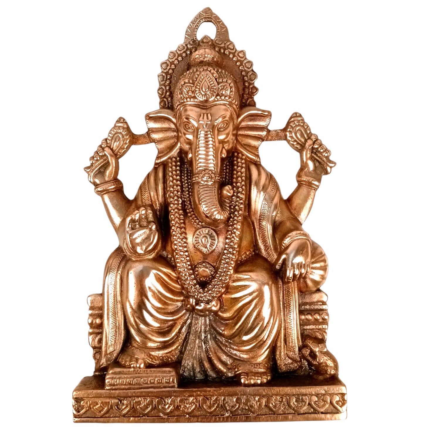 Ganesh Ji Wall Hanging Showpiece | Metal Ganpati Idol for Wall Decor | Handcrafted Home Decor | Spiritual Gift for Housewarming, Diwali & Birthday - 14 Inch - Apkamart