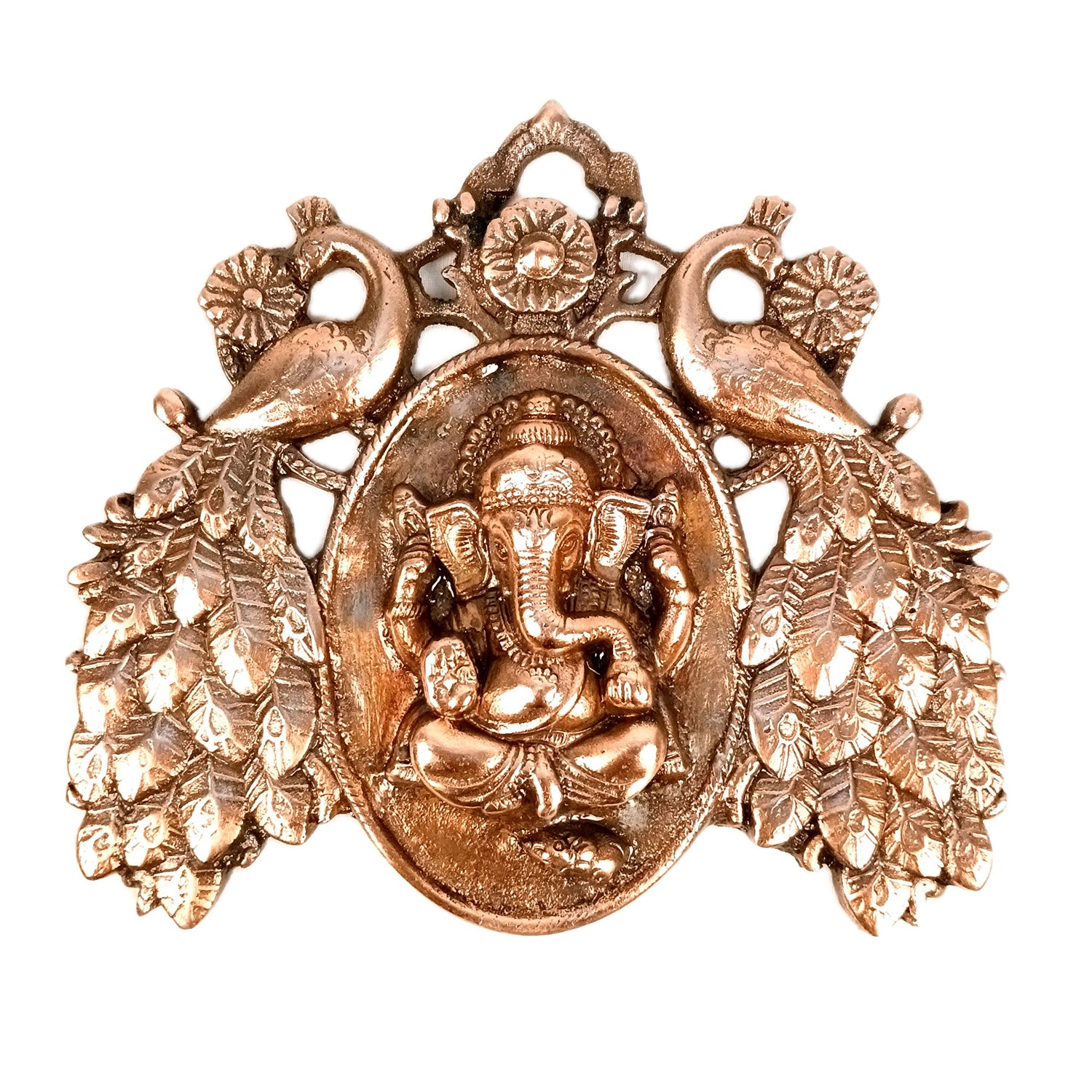 Ganesh Wall Hanging Idol | Lord Ganesha With Peacock Wall Statue Decor | Religious & Spiritual Wall Art - For Puja, Home & Entrance Living Room Decor & Gift - 9 Inch - Apkamart