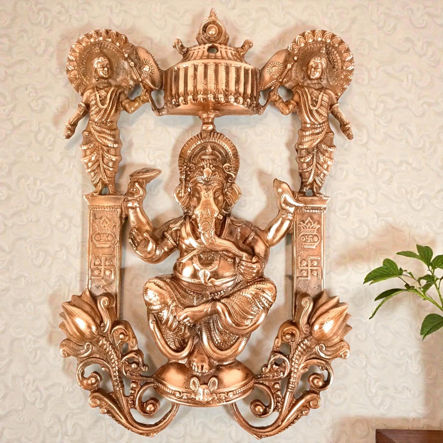 Lord Ganesh Wall Hanging | Ganpati Wall Decor for Home, Pooja Room & Entrance | Religious Decorative Idol for Living Room & Office - 21 Inch - Apkamart