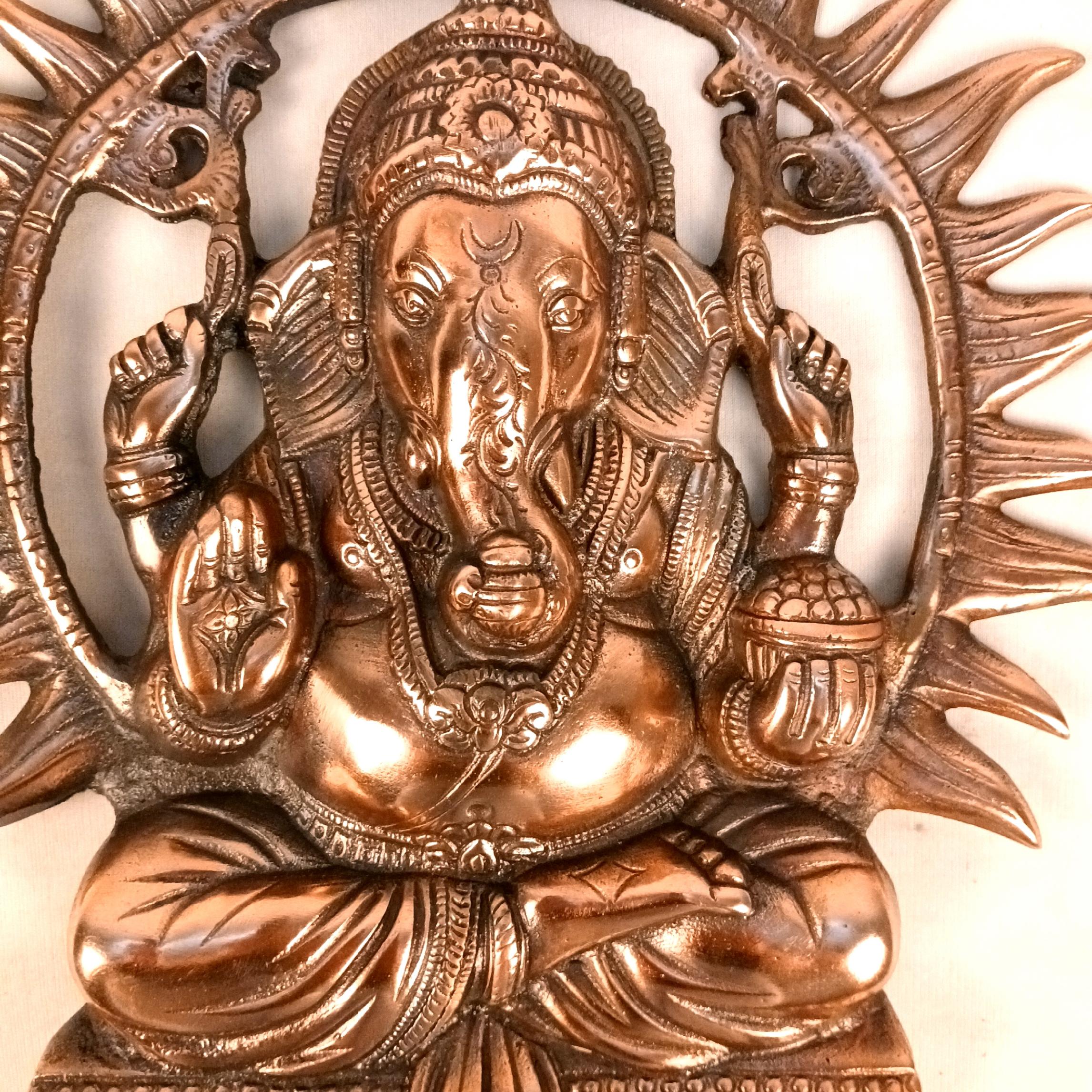 Lord Ganesh Wall Hanging | Ganpati Metal Idol Wall Decor for Home Entrance, Pooja Room, Living Room & Office | Auspicious Vastu Gift for Diwali & Housewarming - 16 Inch - Apkamart