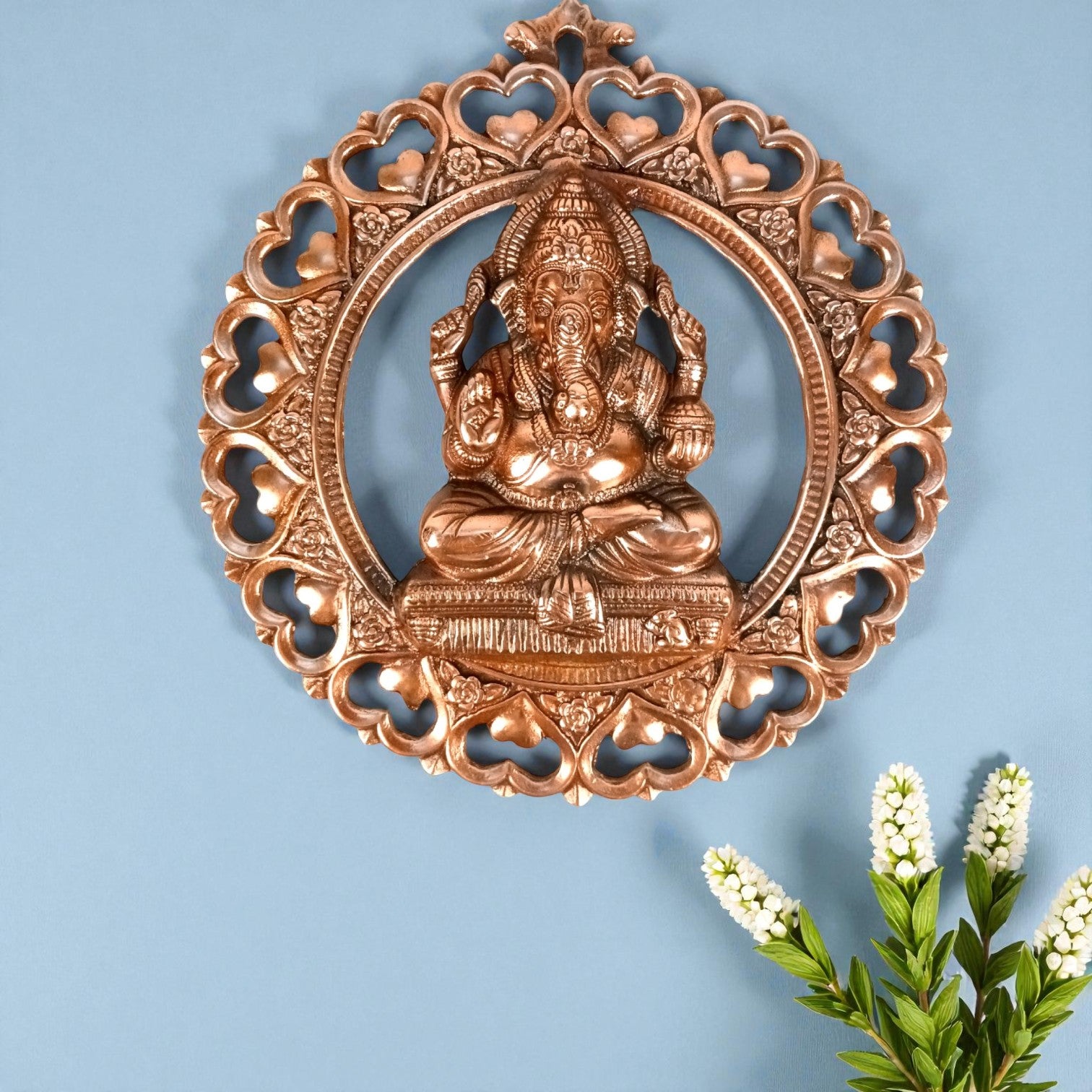Ganesh Wall Hanging | Handcrafted Ganesha Idol for Home, Temple & Office | Spiritual Decorative Wall Art for Positivity & Prosperity - 13 Inch - Apkamart