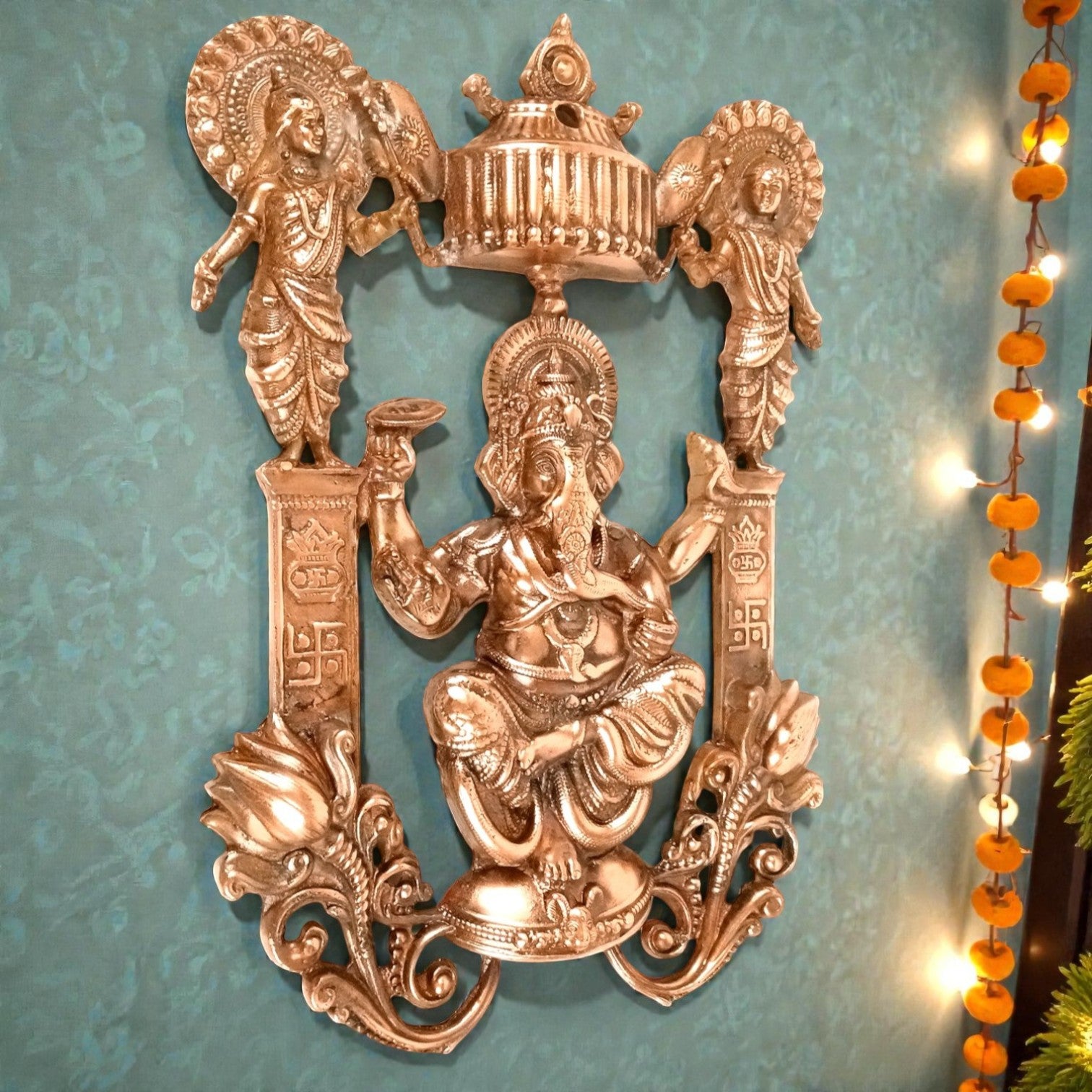 Lord Ganesh Wall Hanging | Ganpati Wall Decor for Home, Pooja Room & Entrance | Religious Decorative Idol for Living Room & Office - 21 Inch - Apkamart