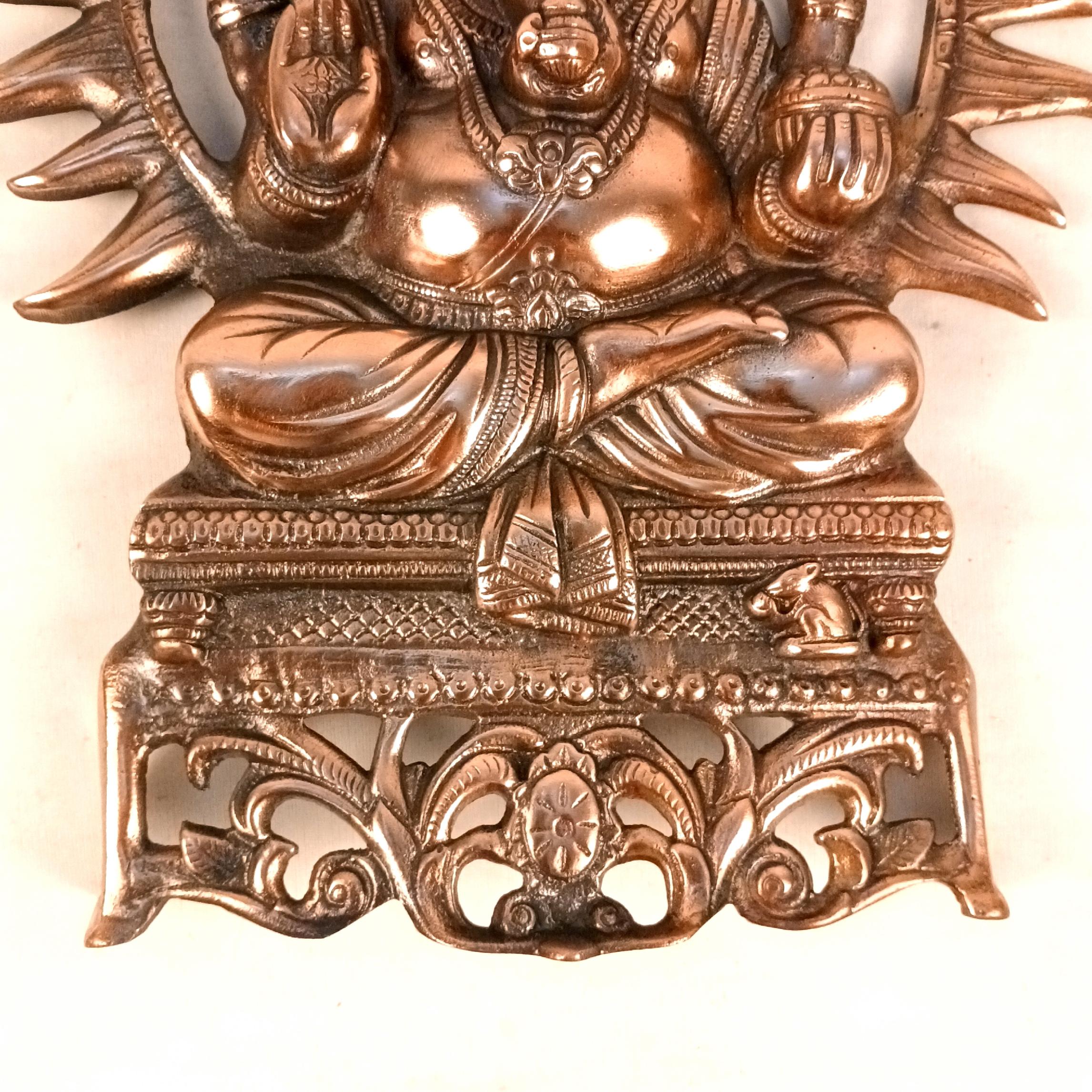 Lord Ganesh Wall Hanging | Ganpati Metal Idol Wall Decor for Home Entrance, Pooja Room, Living Room & Office | Auspicious Vastu Gift for Diwali & Housewarming - 16 Inch - Apkamart