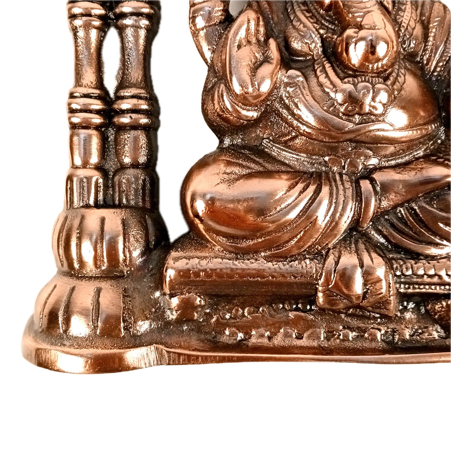 Ganesh Wall Hanging With Elephants On Side | Ganesha Wall Idol for Puja, Home, Living Room Decor | Diwali & Housewarming Gift - 12 Inch (Metal - Alloy, Color - Copper Shade) - Apkamart