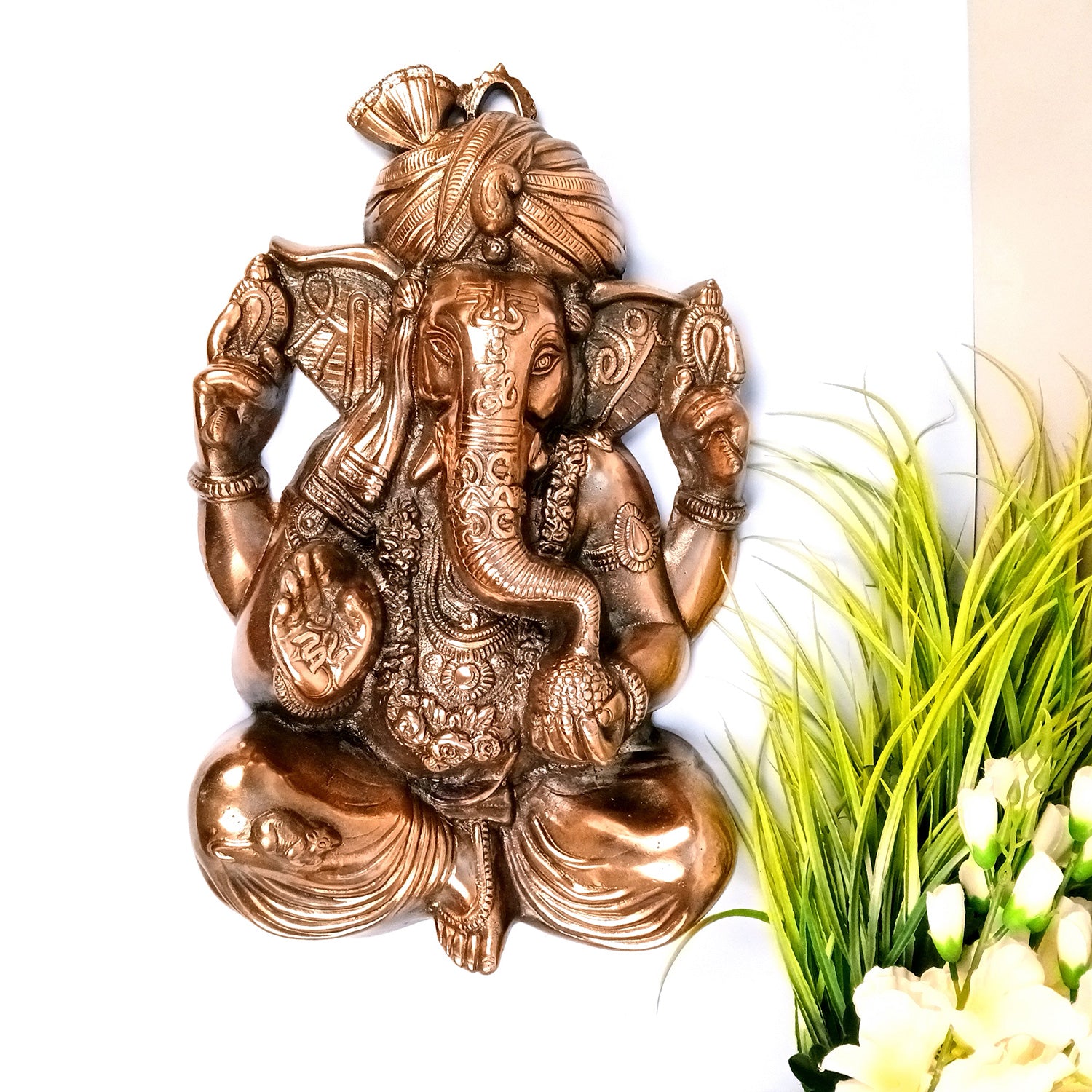 Lord Ganesh Wall Hanging Idol | Ganesha Wall Idol Big Size - for Home, Living Room, Entrance, Main Door | Metal Ganesh Wall Art for Religious & Spiritual Decor | Diwali & Housewarming Gift - 21 Inch - Apkamart