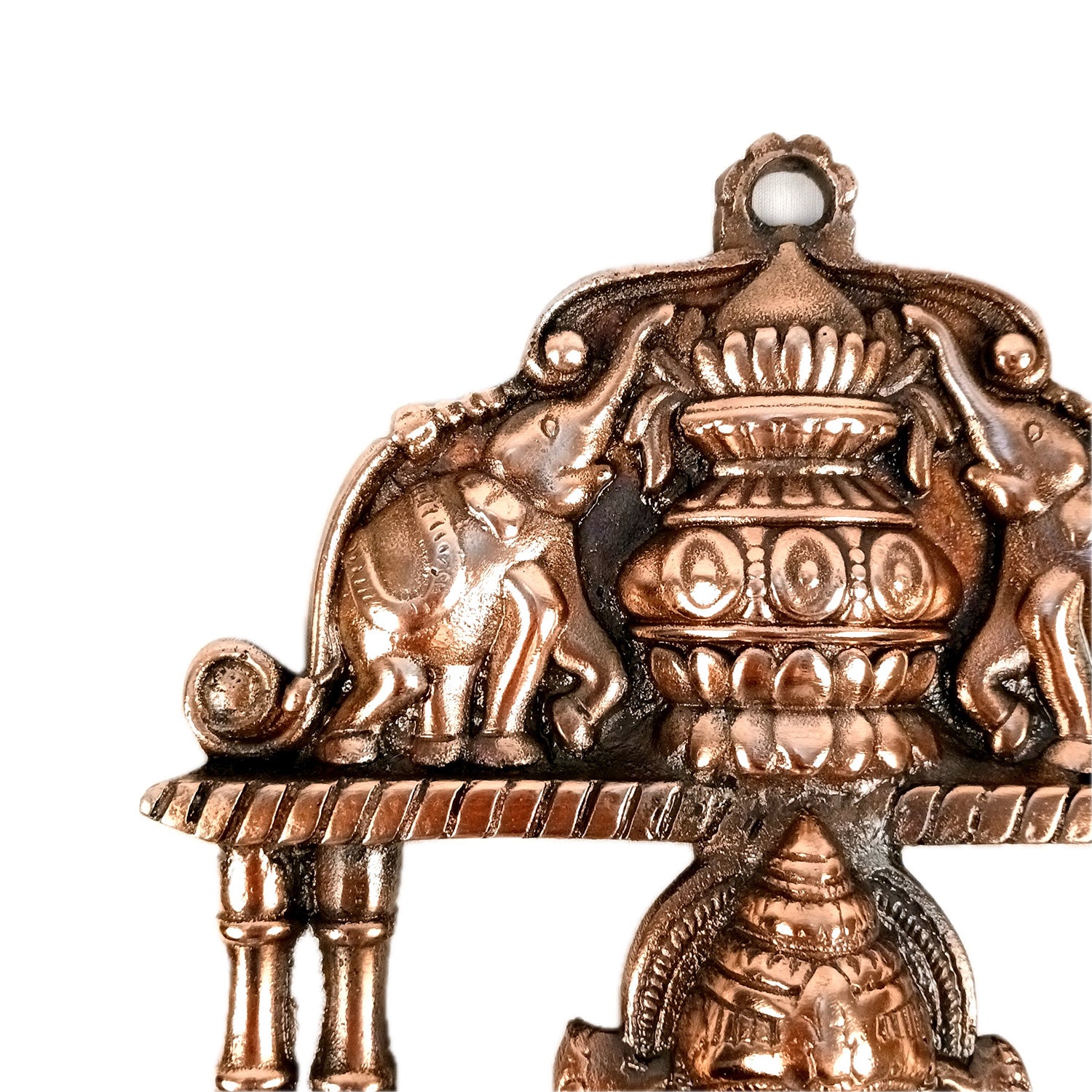 Ganesh Wall Hanging With Elephants On Side | Ganesha Wall Idol for Puja, Home, Living Room Decor | Diwali & Housewarming Gift - 12 Inch (Metal - Alloy, Color - Copper Shade) - Apkamart